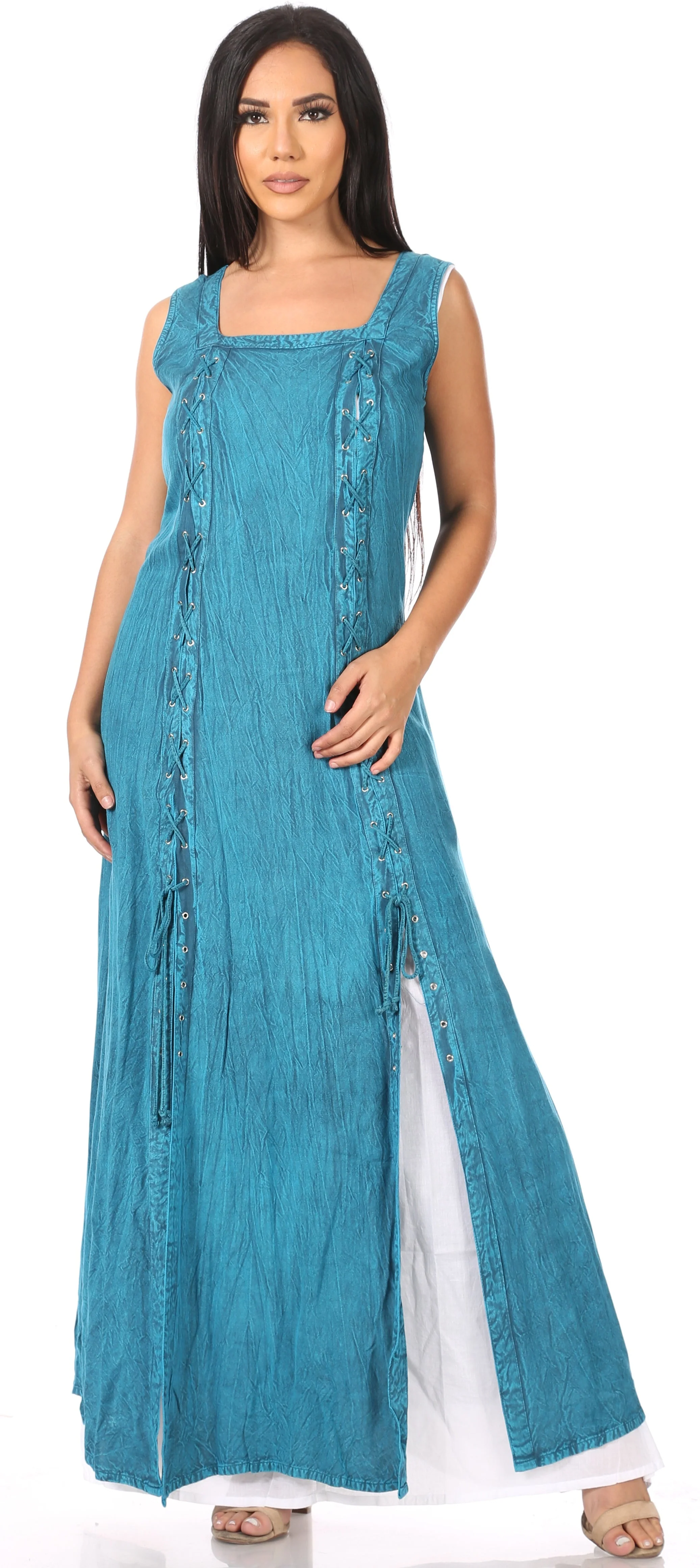 Sakkas Riva Women's Sleeveless Chemise + Over Dress Medieval Celtic Renaissance - Image 25