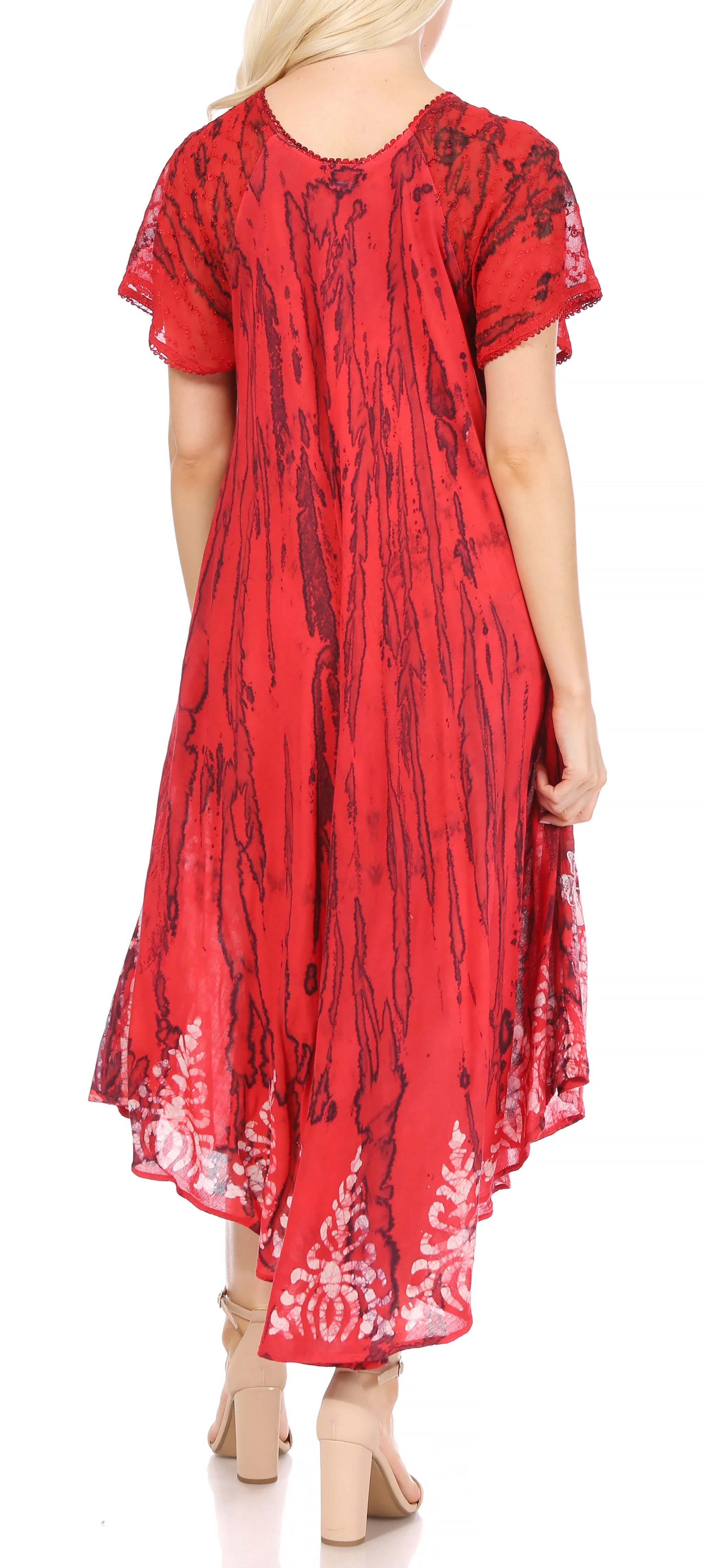 Sakkas Ronny Lace Embroidered Cap Sleeve Tie Dye Wash Caftan Dress / Cover Up - Image 17