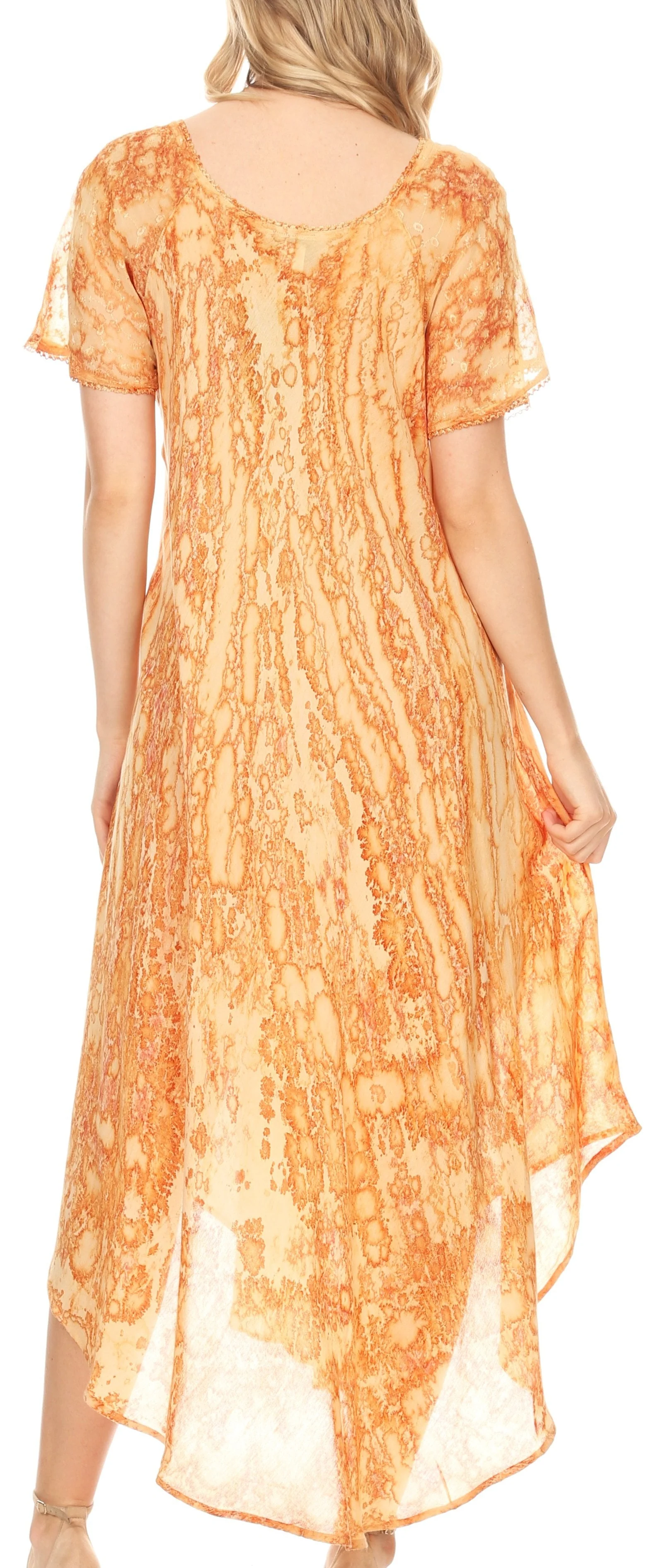 Sakkas Ronny Lace Embroidered Cap Sleeve Tie Dye Wash Caftan Dress / Cover Up - Image 2