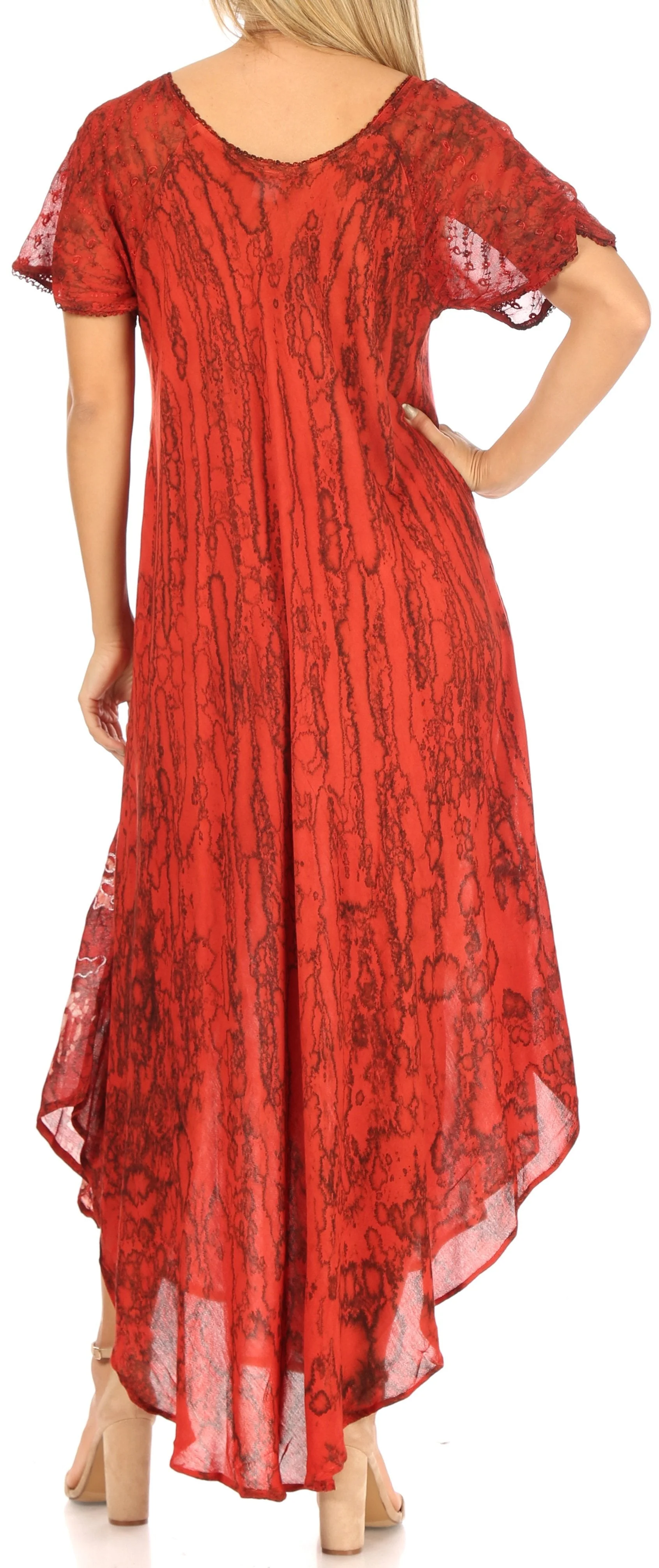 Sakkas Ronny Lace Embroidered Cap Sleeve Tie Dye Wash Caftan Dress / Cover Up - Image 22