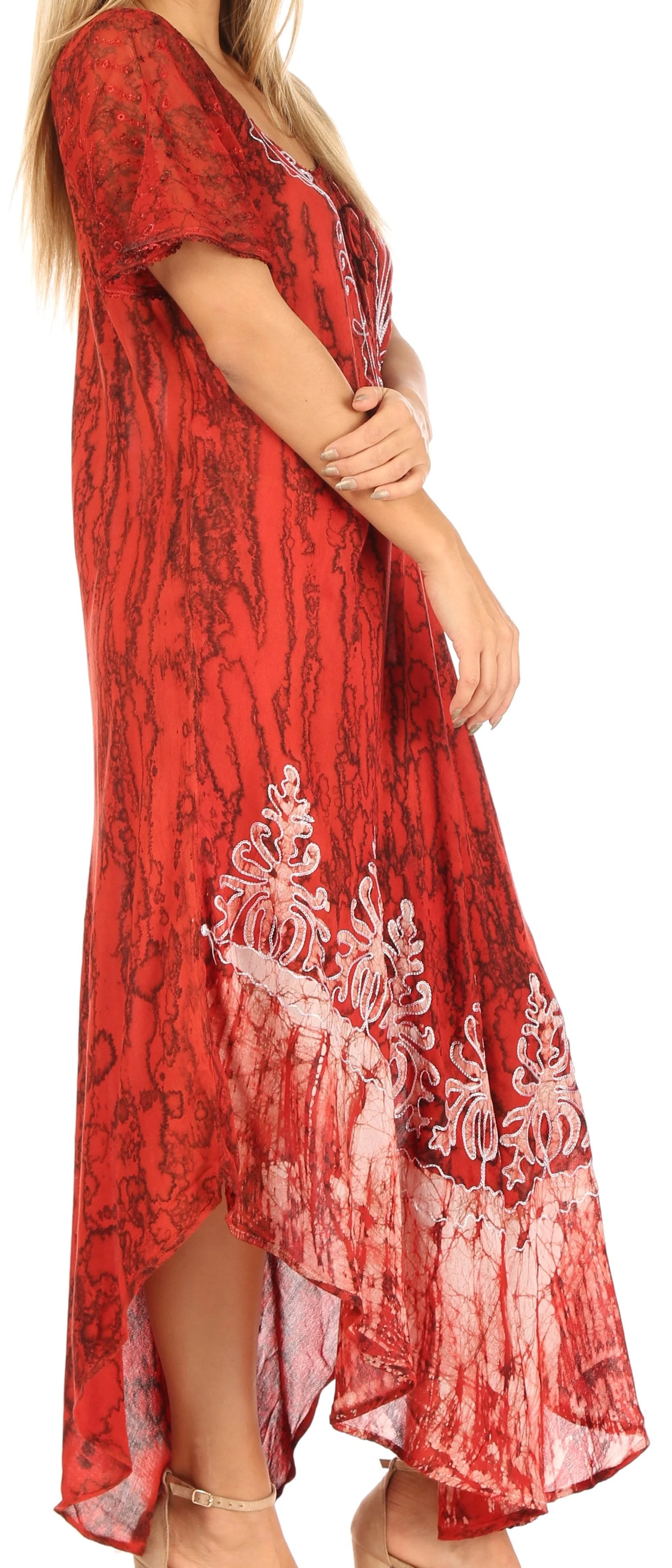 Sakkas Ronny Lace Embroidered Cap Sleeve Tie Dye Wash Caftan Dress / Cover Up - Image 24