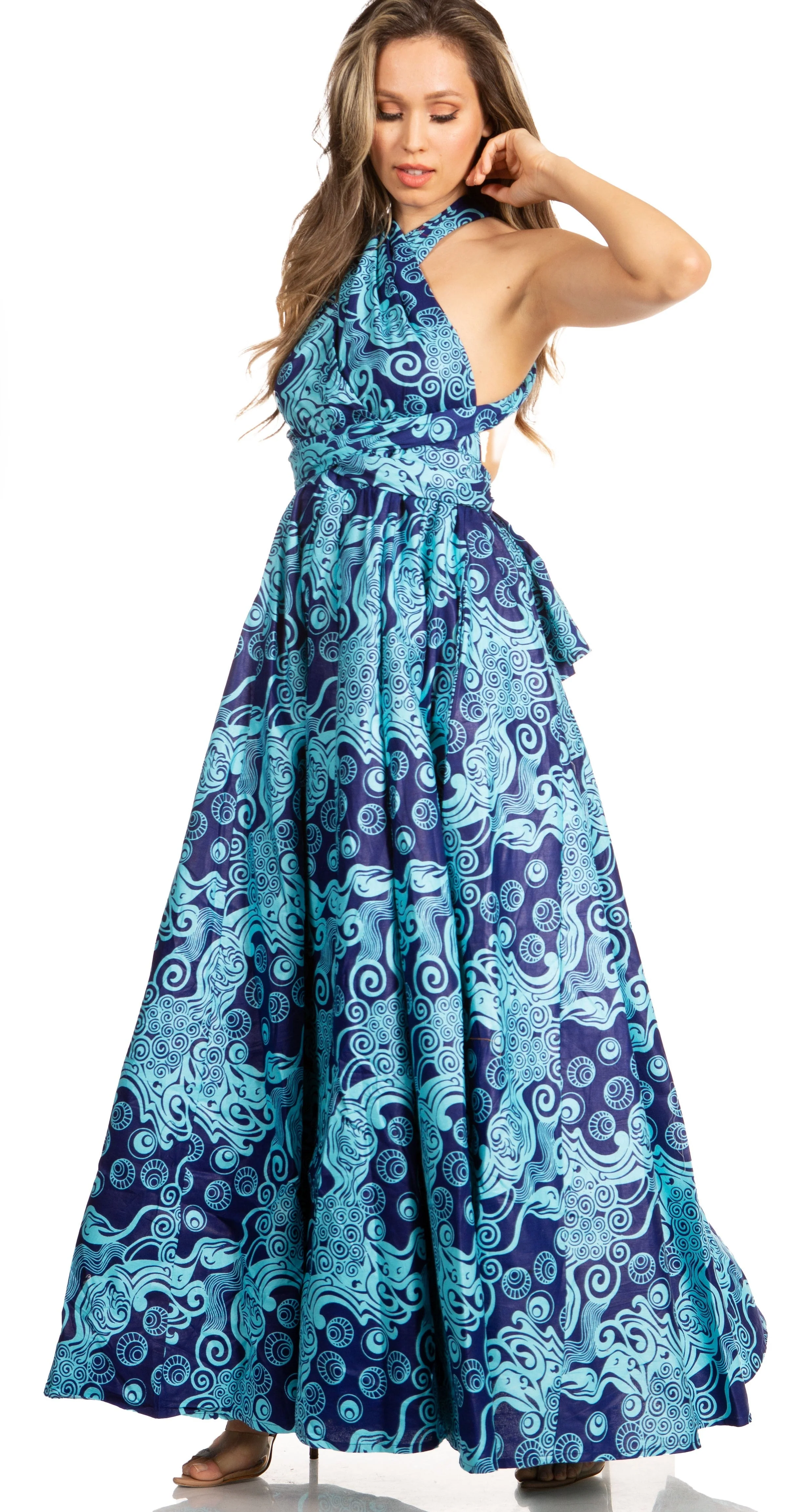 Sakkas Sandy Sexy Backless Year Around Long Maxi Infinity Dress Many Ways To Wear - Image 33