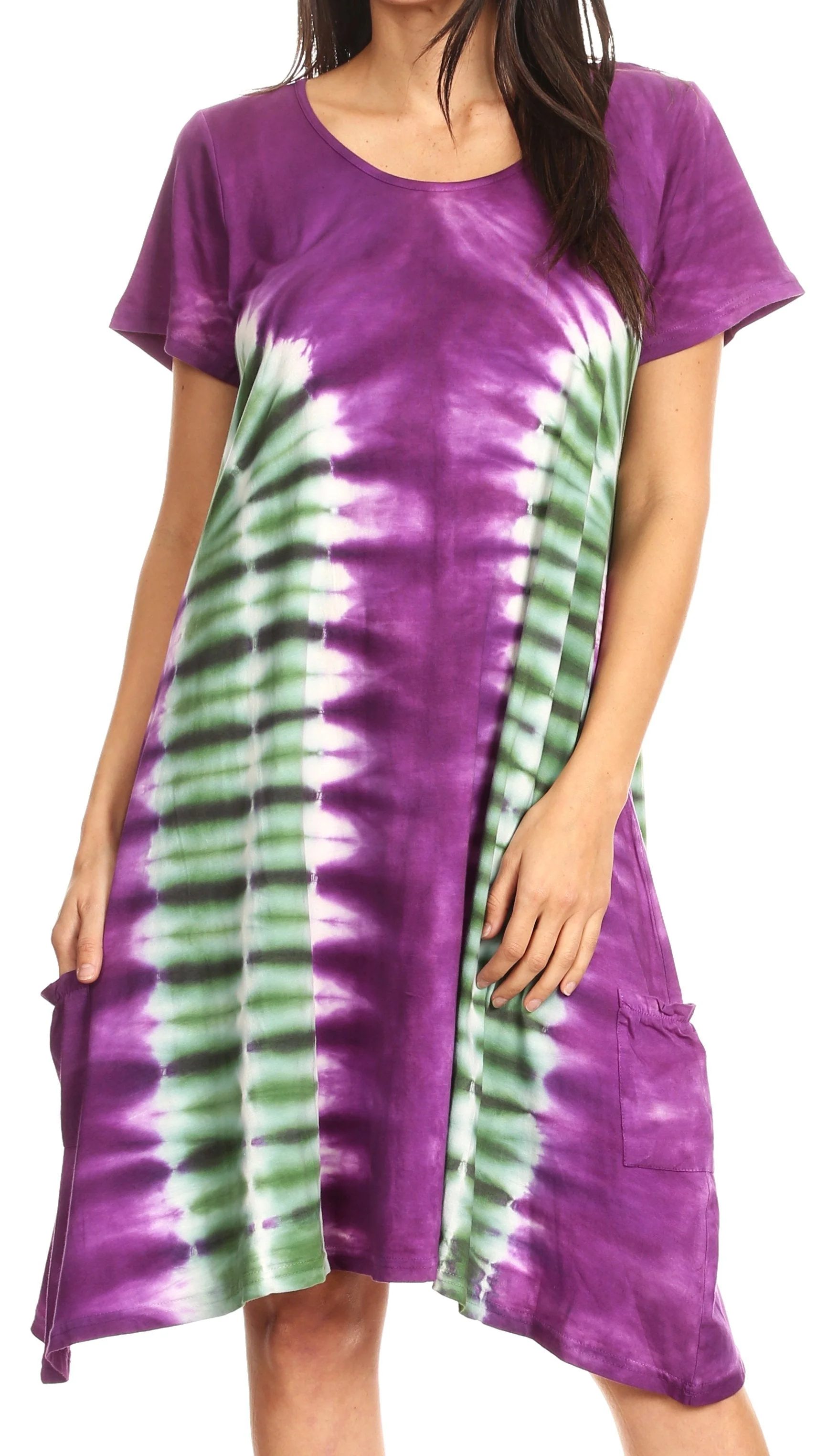 Sakkas Sirena Women's Short Sleeve Loose Plain Midi Casual Scoop Neck Flared Dress - Image 21