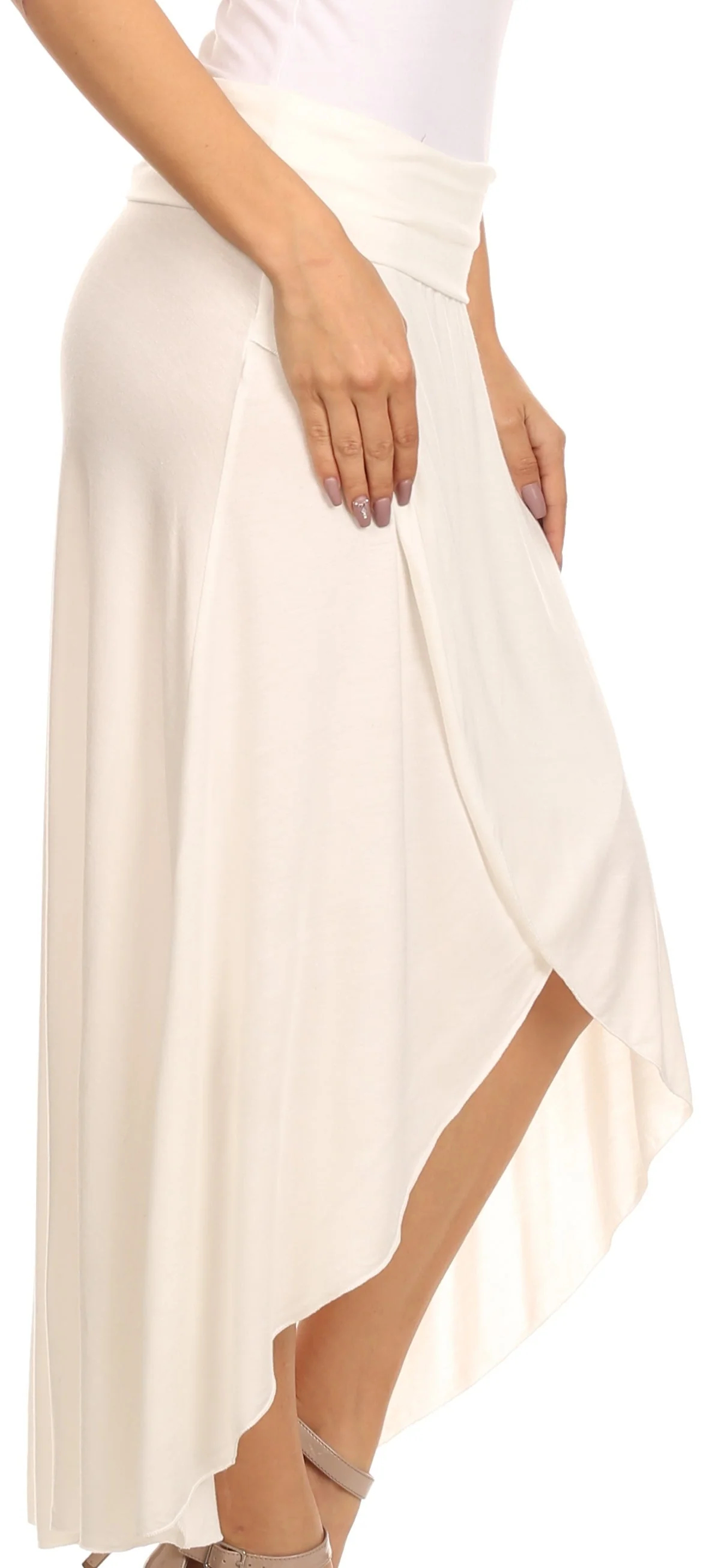 Sakkas Soft Jersey Feel Solid Color Strapless High Low Dress / Skirt - Image 29