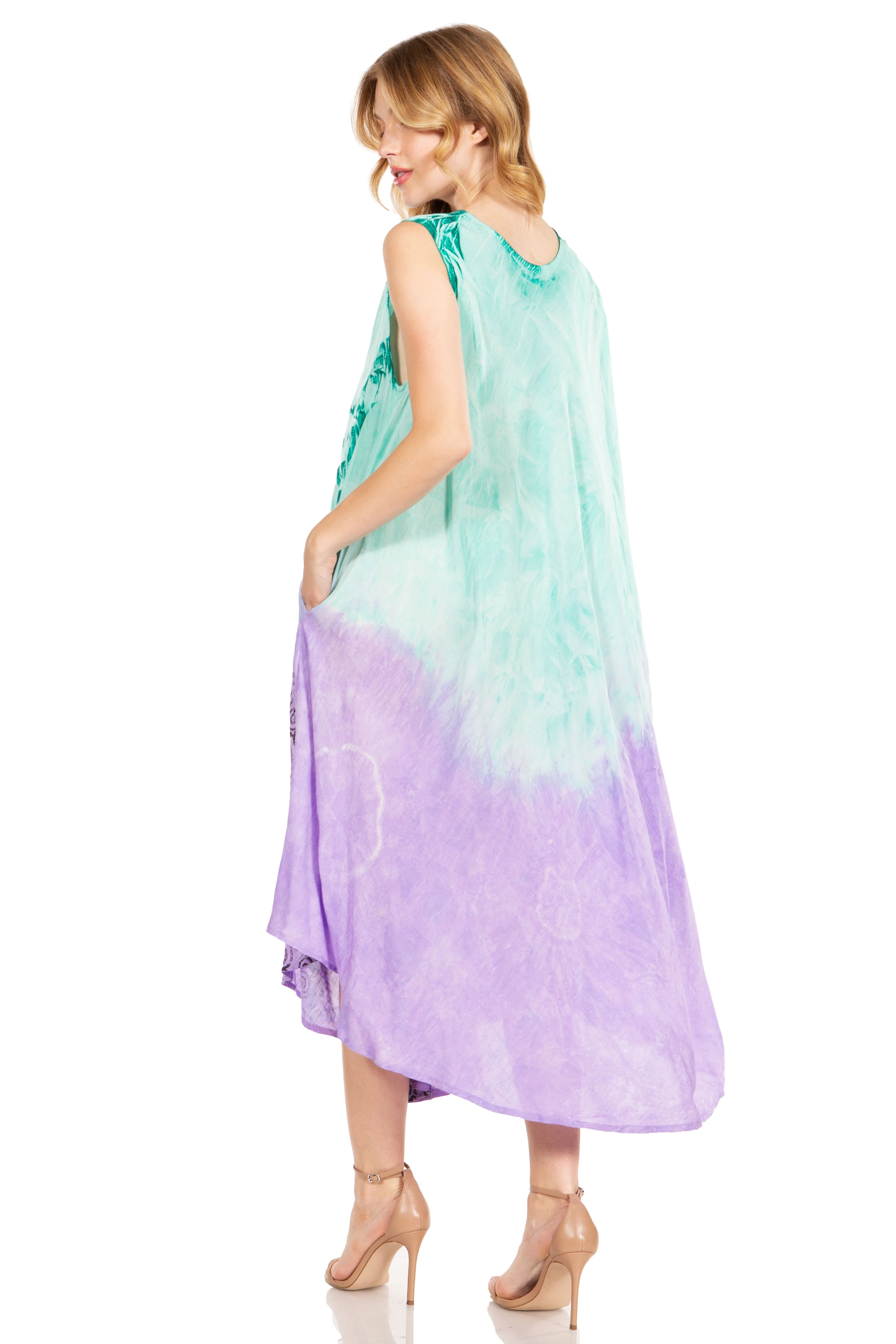 Sakkas Starlight Fourth Women's Tie Dye Caftan Tank Dress/Cover Up  Beach Kaftan - Image 122
