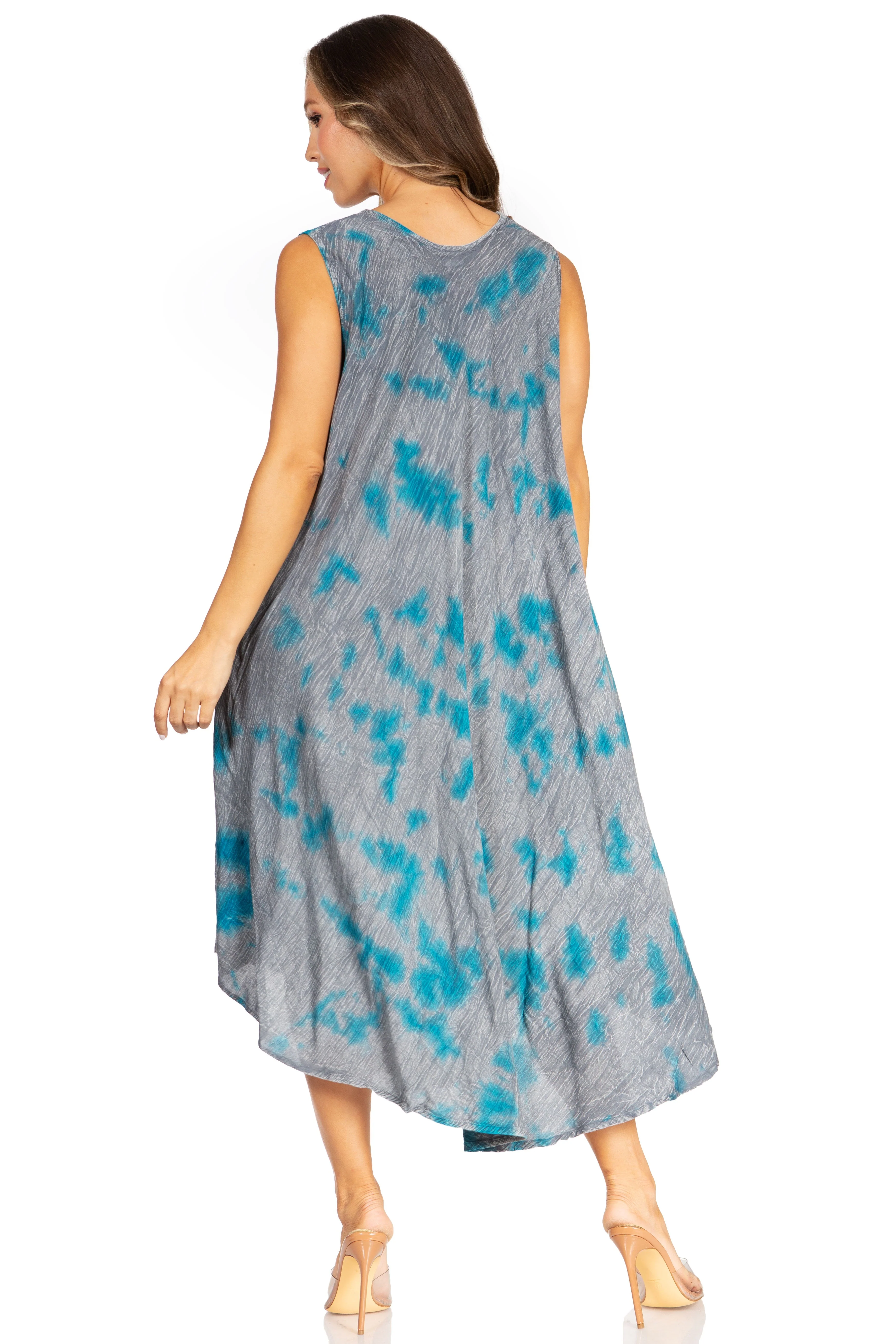 Sakkas Starlight Fourth Women's Tie Dye Caftan Tank Dress/Cover Up  Beach Kaftan - Image 87