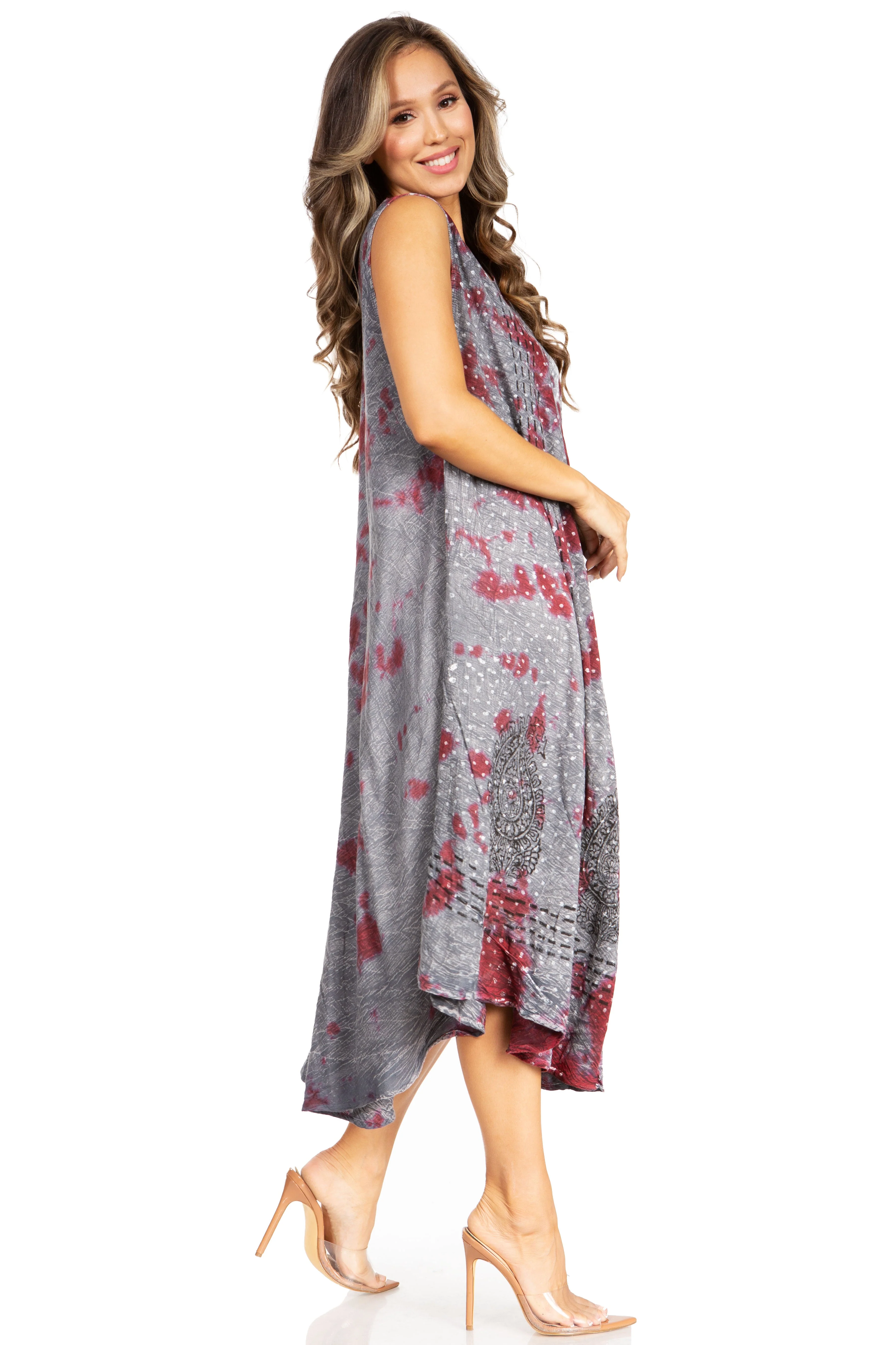 Sakkas Starlight Fourth Women's Tie Dye Caftan Tank Dress/Cover Up  Beach Kaftan - Image 94