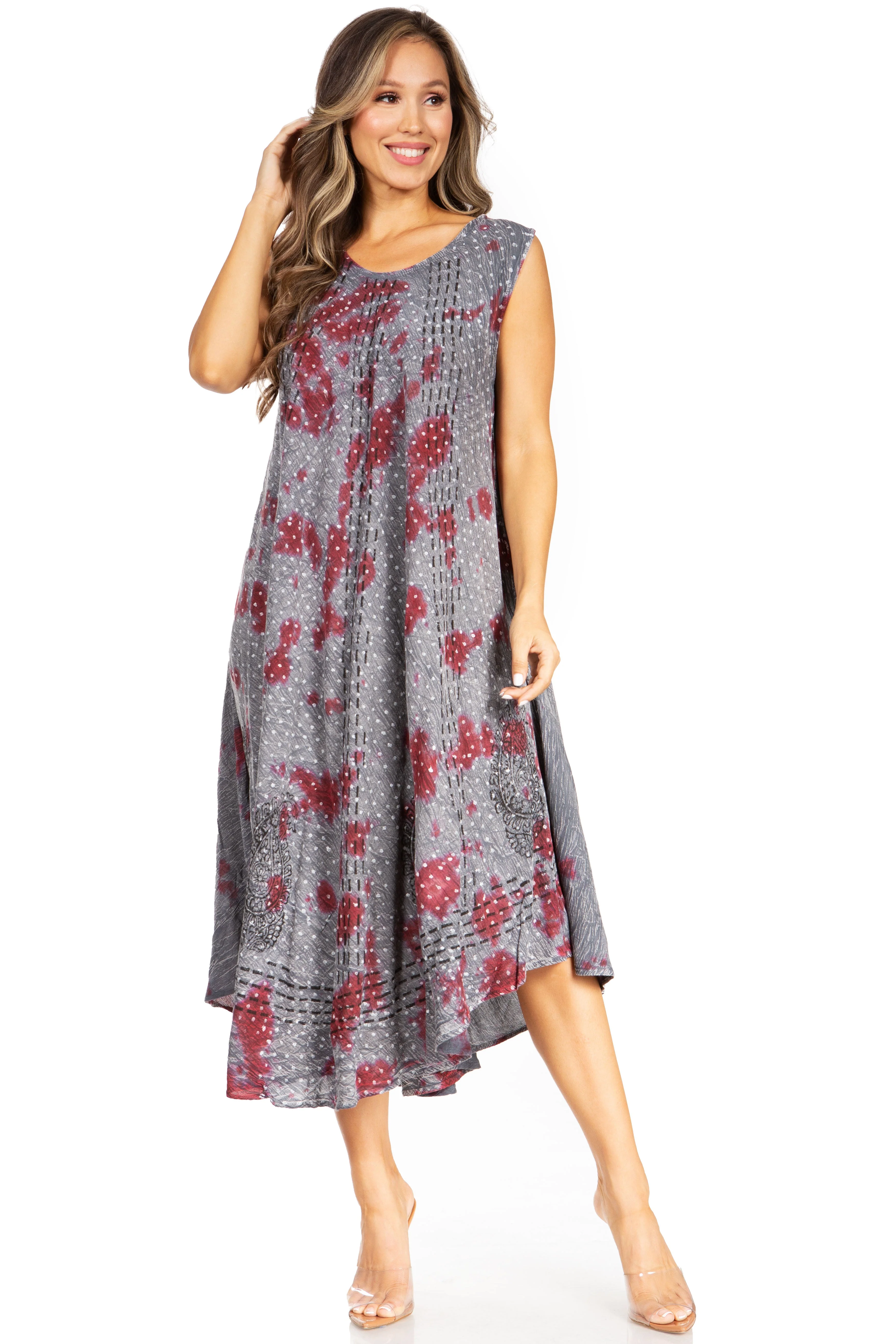 Sakkas Starlight Fourth Women's Tie Dye Caftan Tank Dress/Cover Up  Beach Kaftan - Image 95