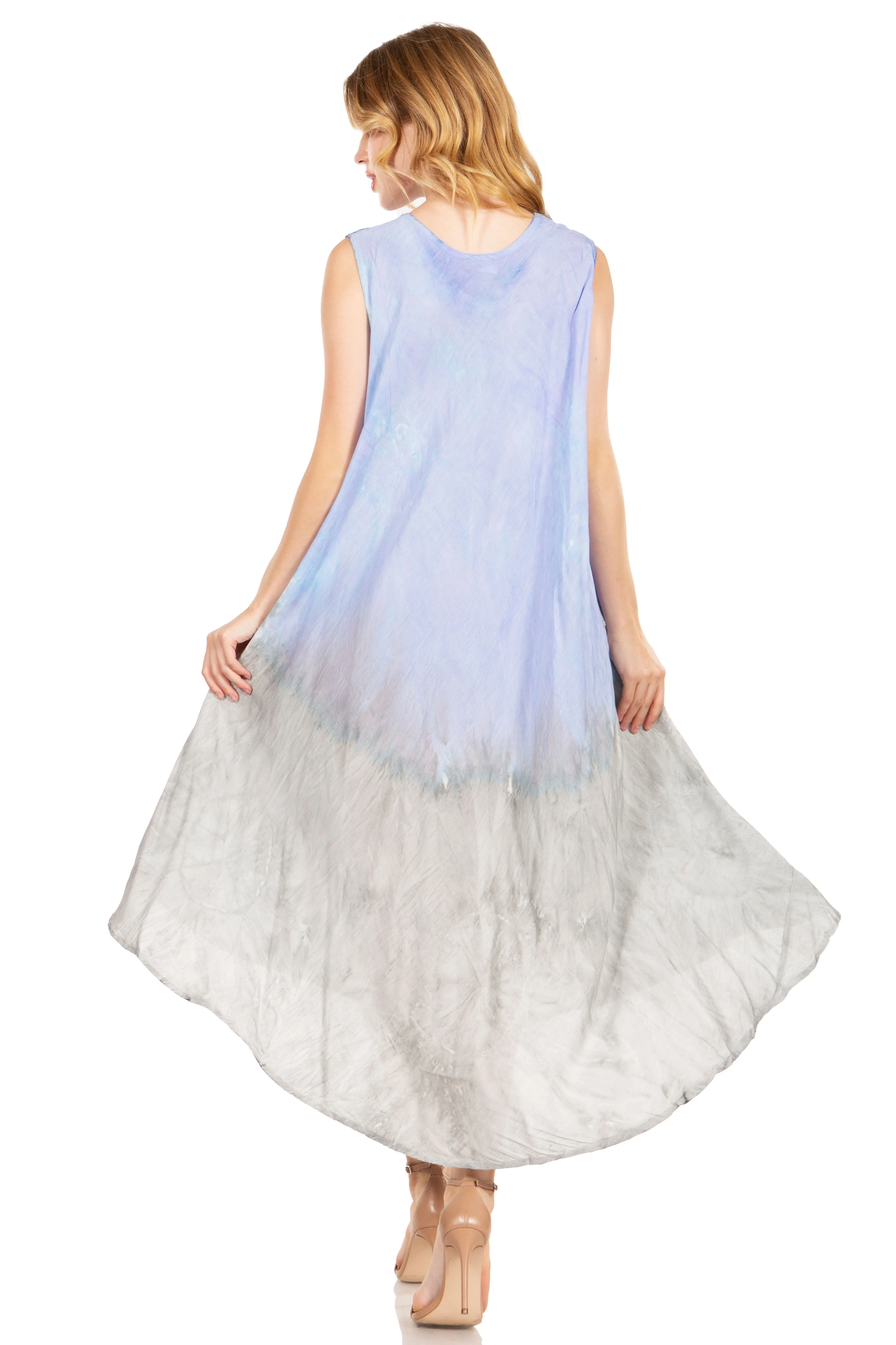 Sakkas Starlight Fourth Women's Tie Dye Caftan Tank Dress/Cover Up  Beach Kaftan - Image 97