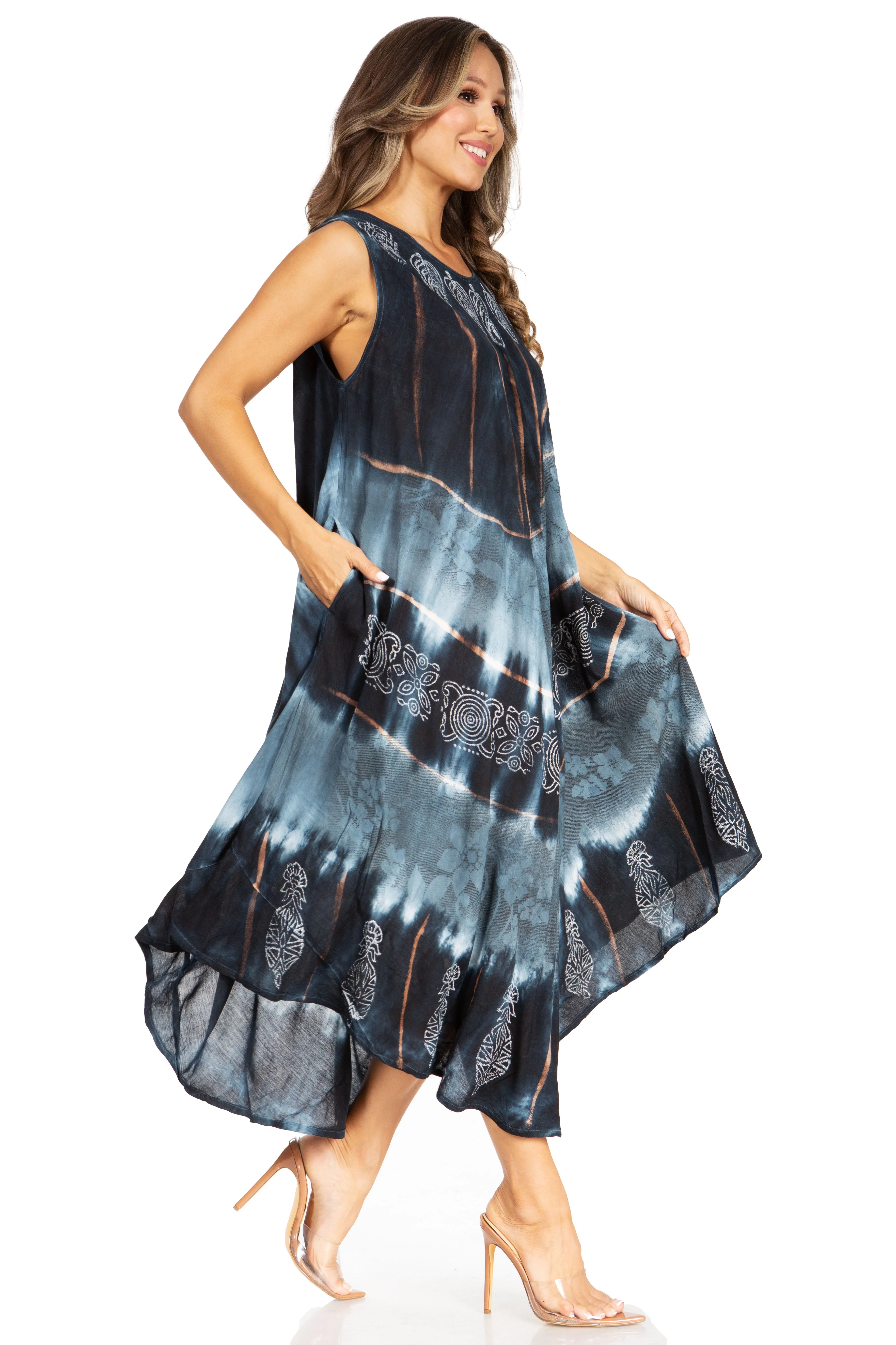 Sakkas Starlight Third Tie Dye Caftan Dress: Women's Beach Cover Up - Image 39