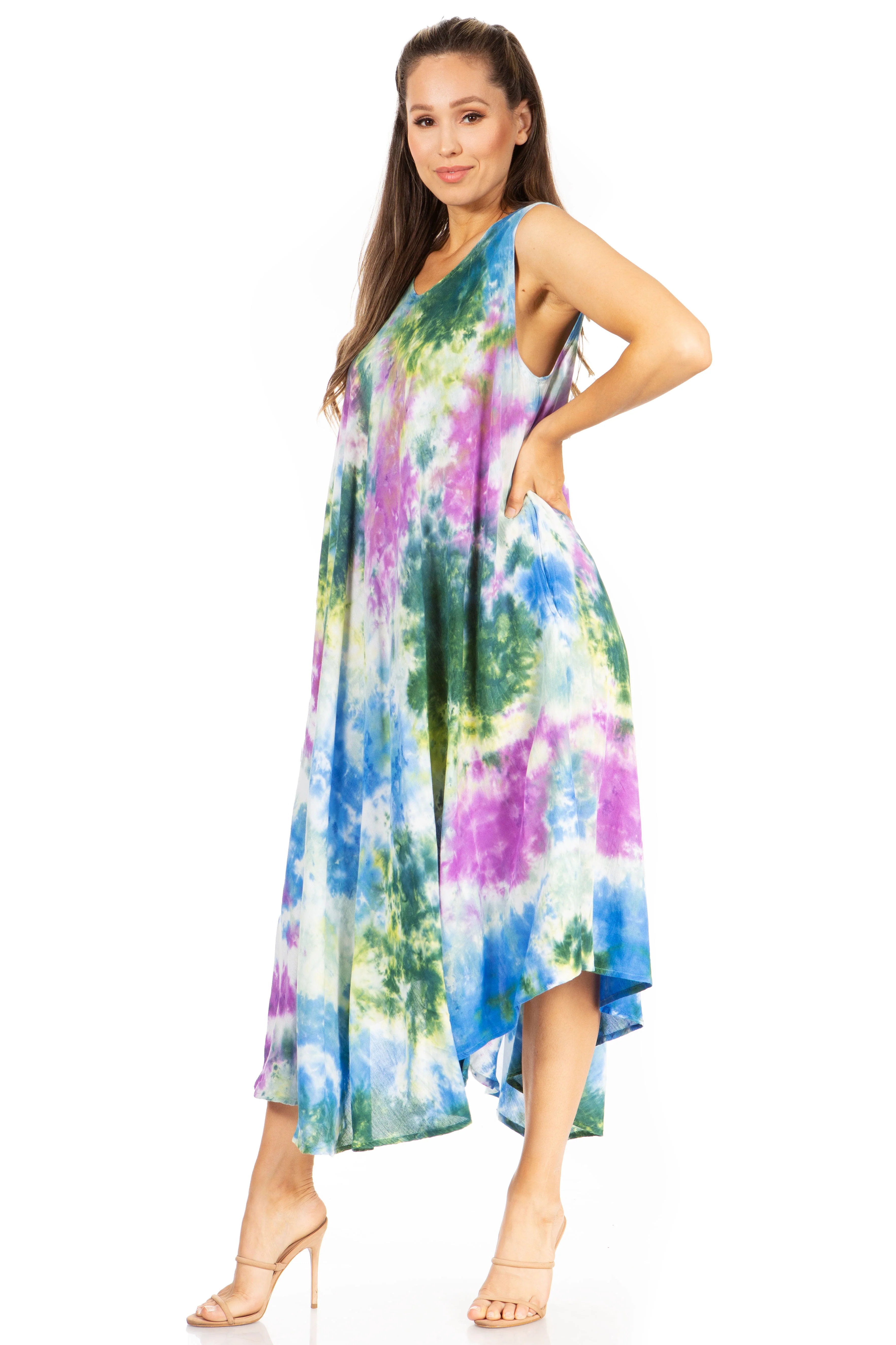Sakkas Starlight Third Tie Dye Caftan Dress: Women's Beach Cover Up - Image 8