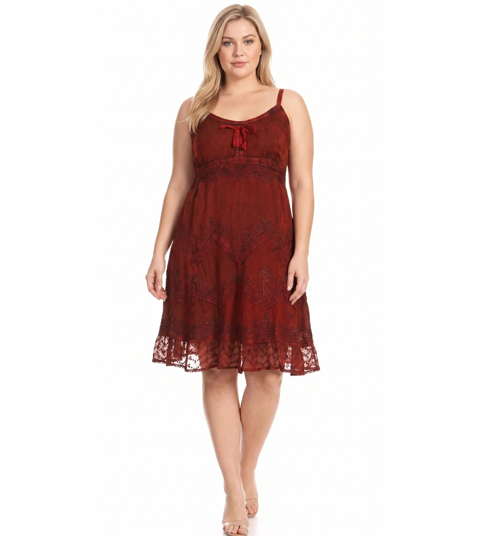Sakkas Stonewashed Rayon Adjustable Spaghetti Straps Mid Length Dress - Image 62