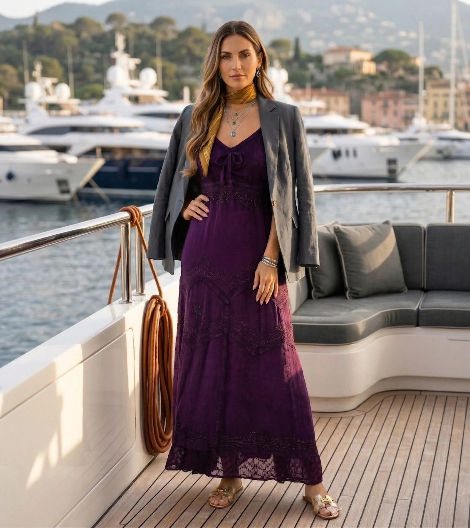 Sakkas Stonewashed Rayon Embroidered Adjustable Spaghetti Straps Long Dress - Image 72