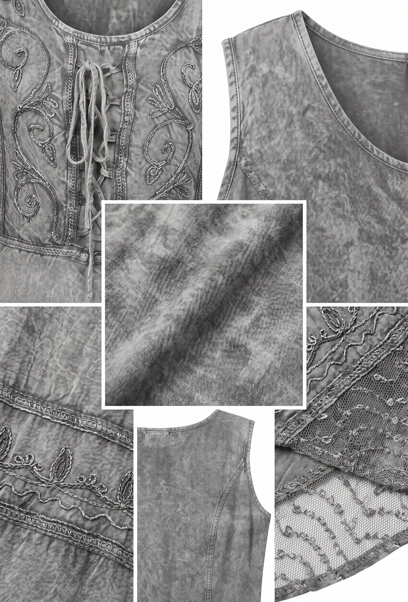 Sakkas Sundara Stonewashed Rayon Embroidered Mid Length Dress - Image 35