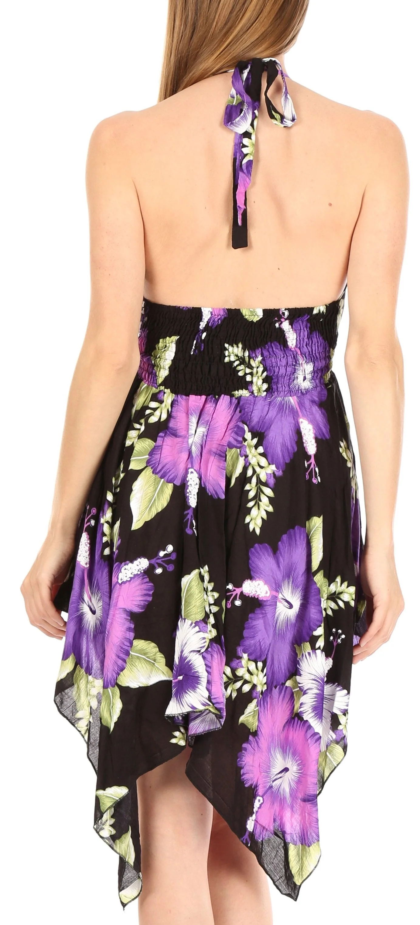 Sakkas Svana Women's V-neck Spaghetti Strap Floral Print Summer Casual Short Dress - Image 12
