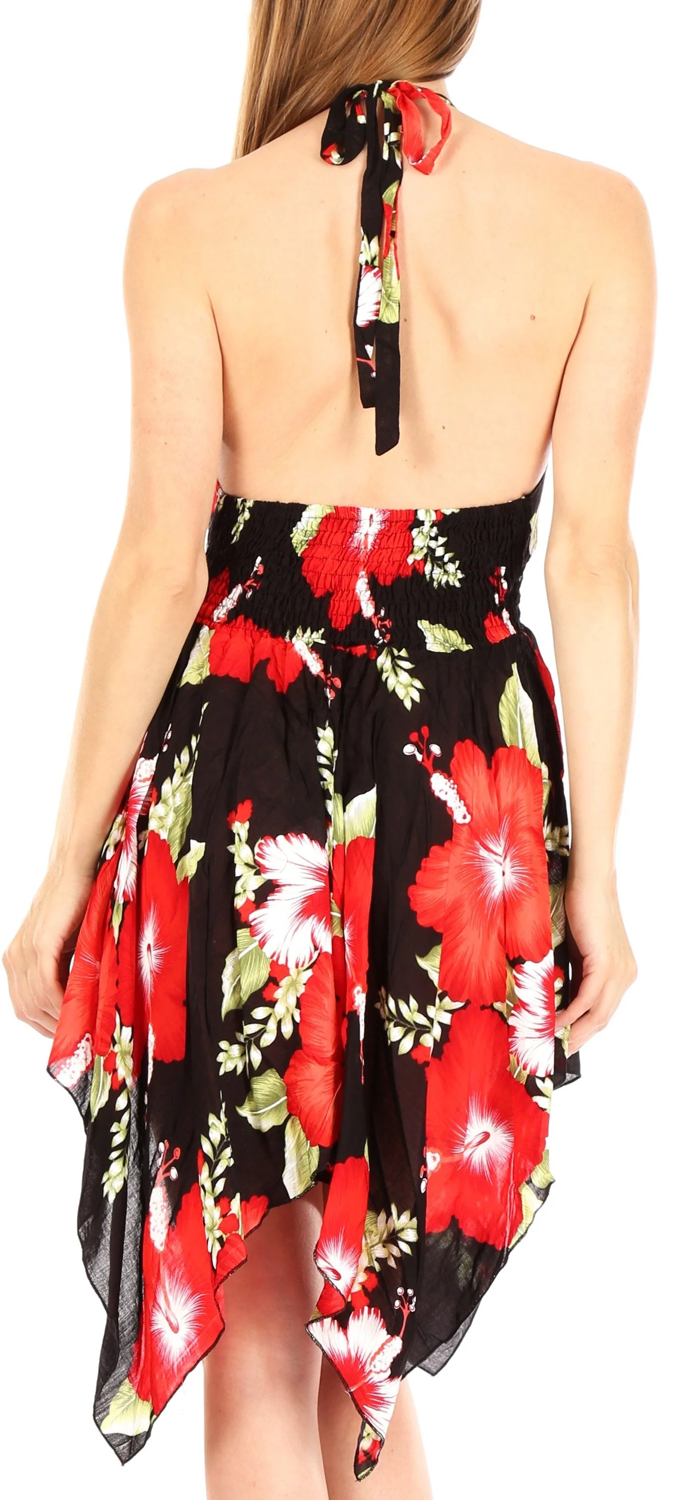Sakkas Svana Women's V-neck Spaghetti Strap Floral Print Summer Casual Short Dress - Image 17