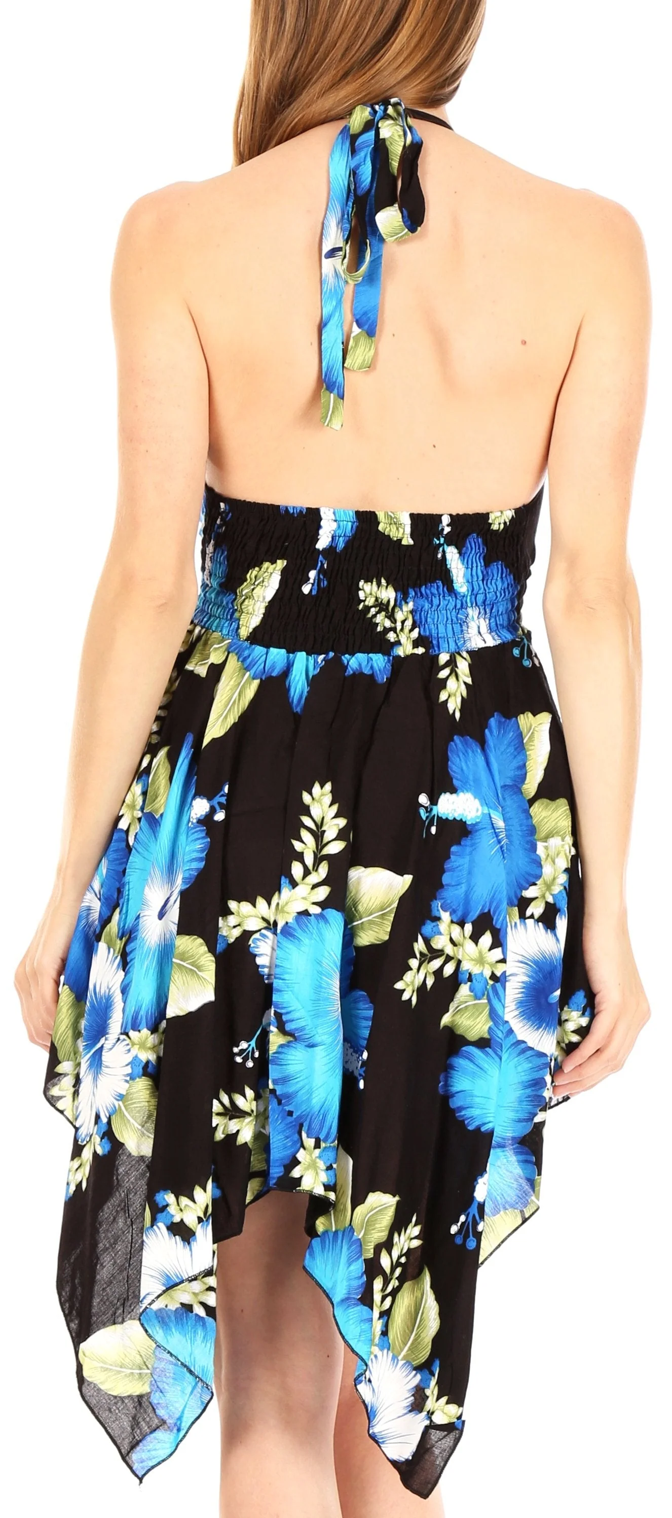 Sakkas Svana Women's V-neck Spaghetti Strap Floral Print Summer Casual Short Dress - Image 2