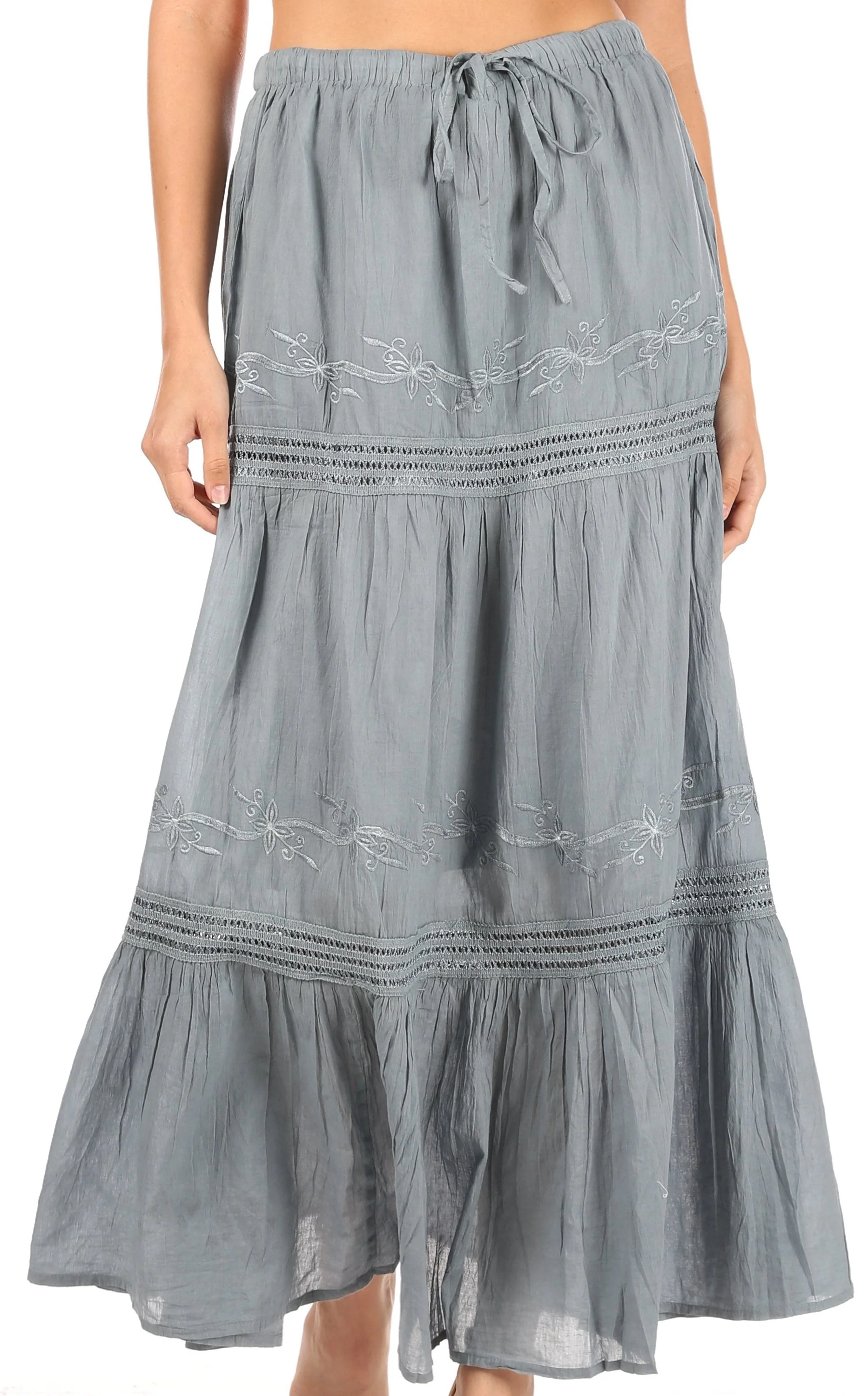Sakkas Takara Maxi Broomstick Cascading  Peasant Skirt with Elastic Waist - Image 26