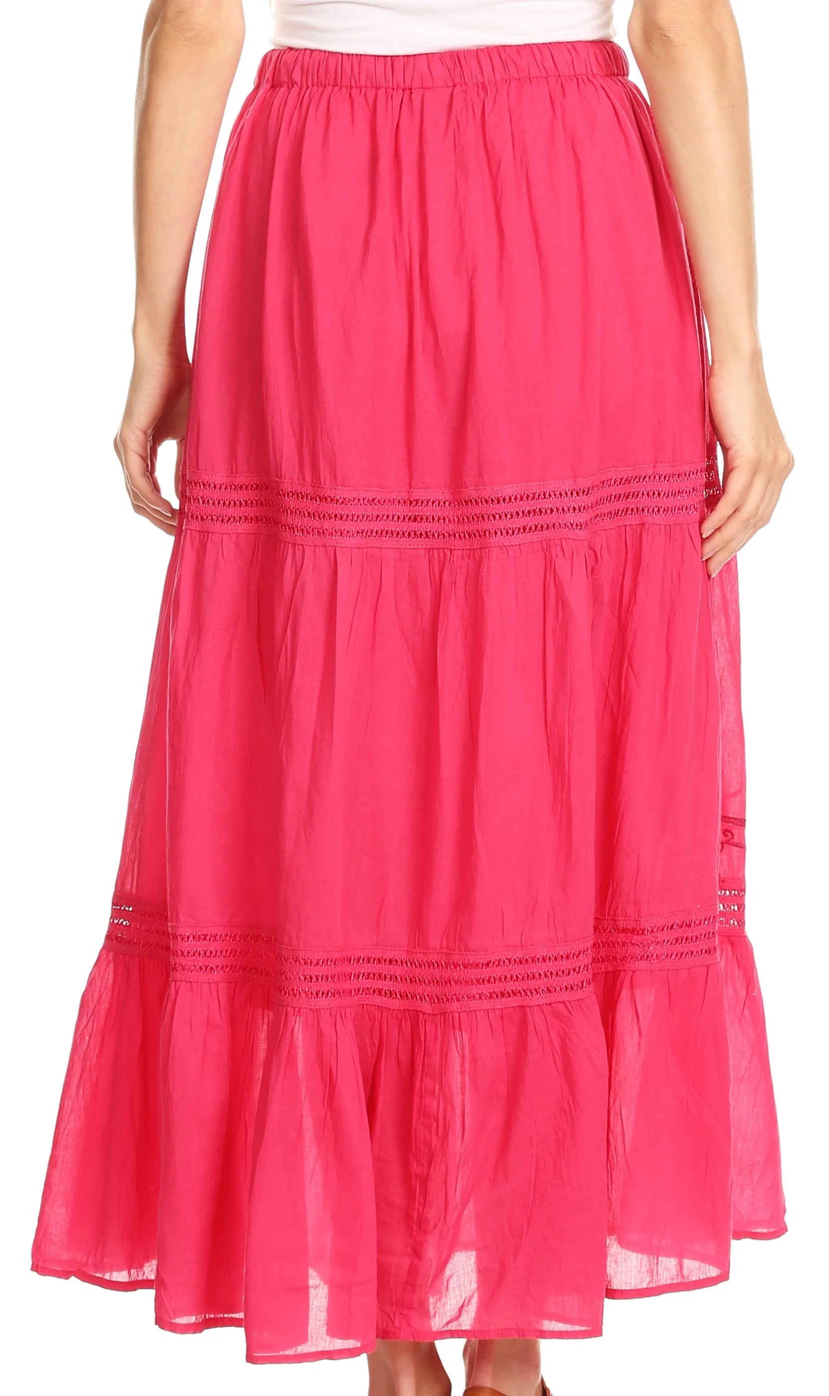 Sakkas Takara Maxi Broomstick Cascading  Peasant Skirt with Elastic Waist - Image 7