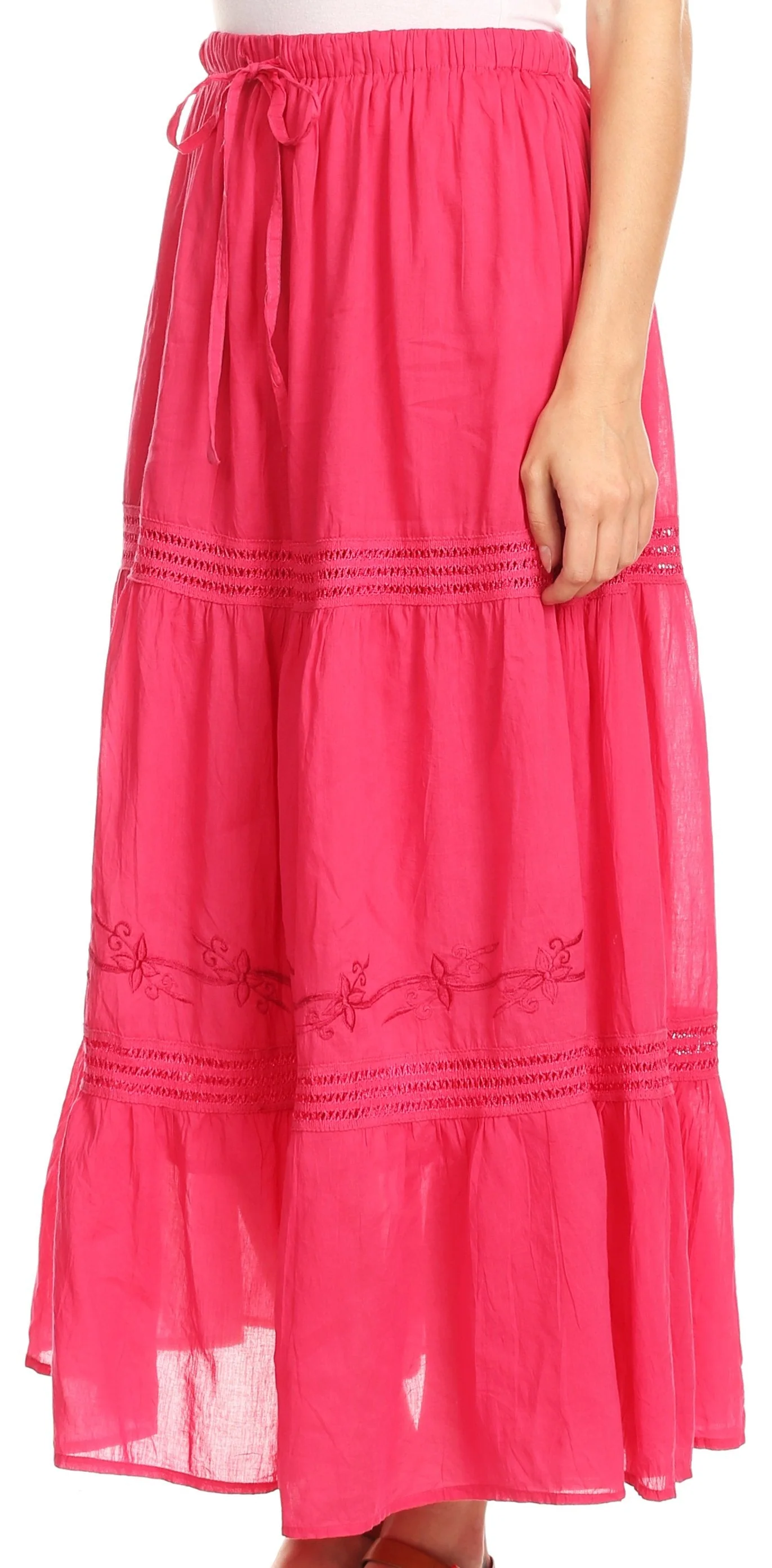 Sakkas Takara Maxi Broomstick Cascading  Peasant Skirt with Elastic Waist - Image 9