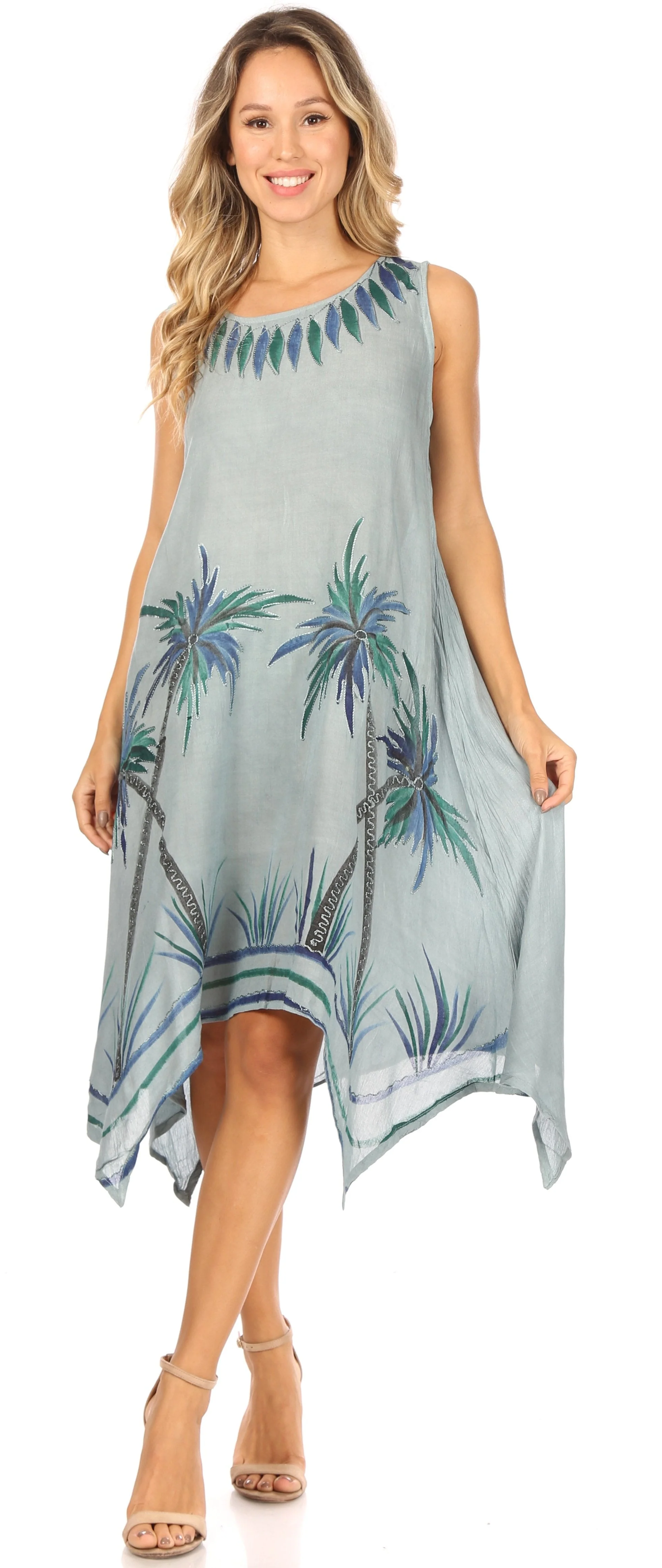 Sakkas Tinna Women's Casual Sleeveless Tank Flare Midi Boho Print Dress Cover-up - Image 10