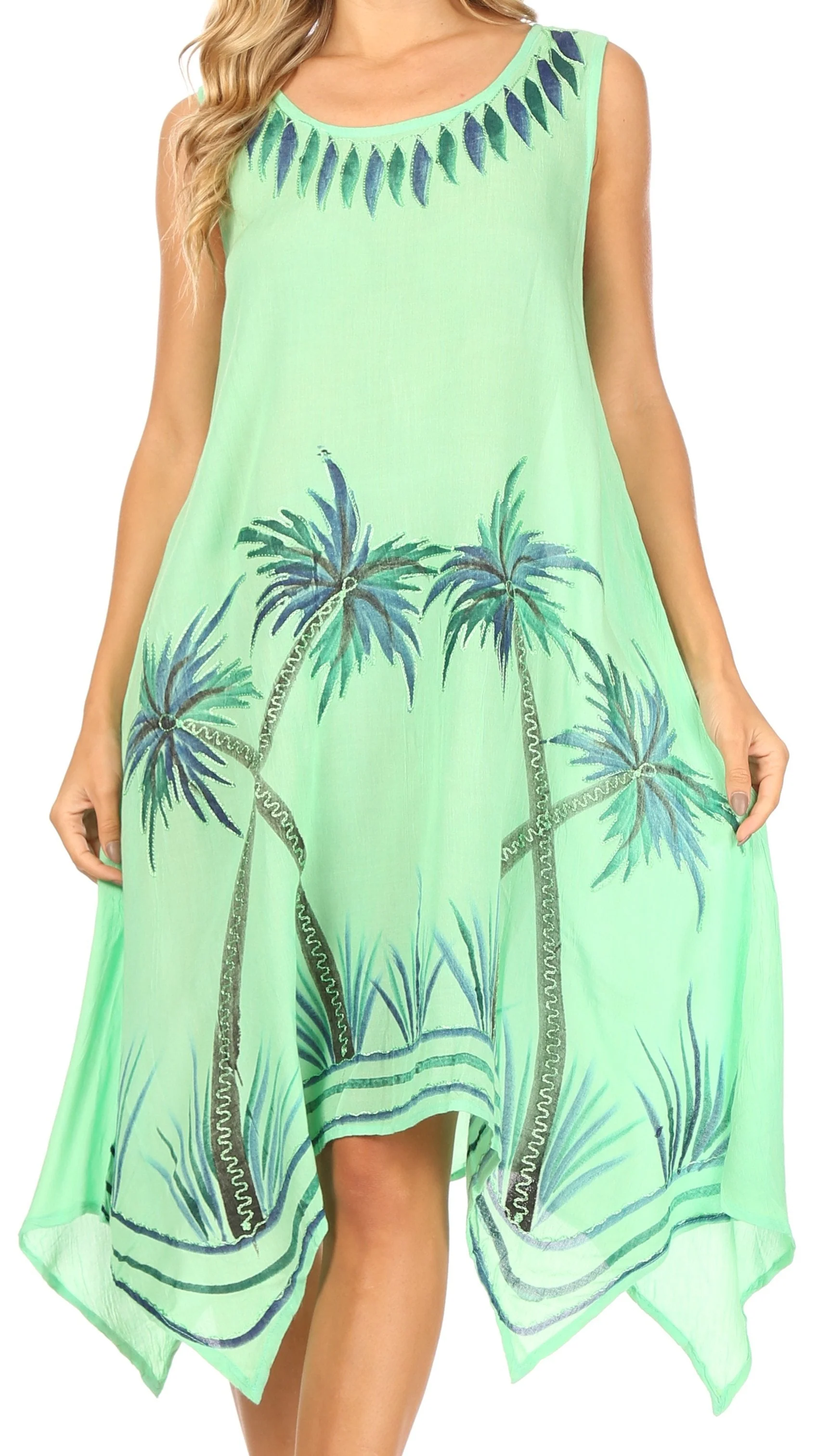Sakkas Tinna Women's Casual Sleeveless Tank Flare Midi Boho Print Dress Cover-up - Image 16