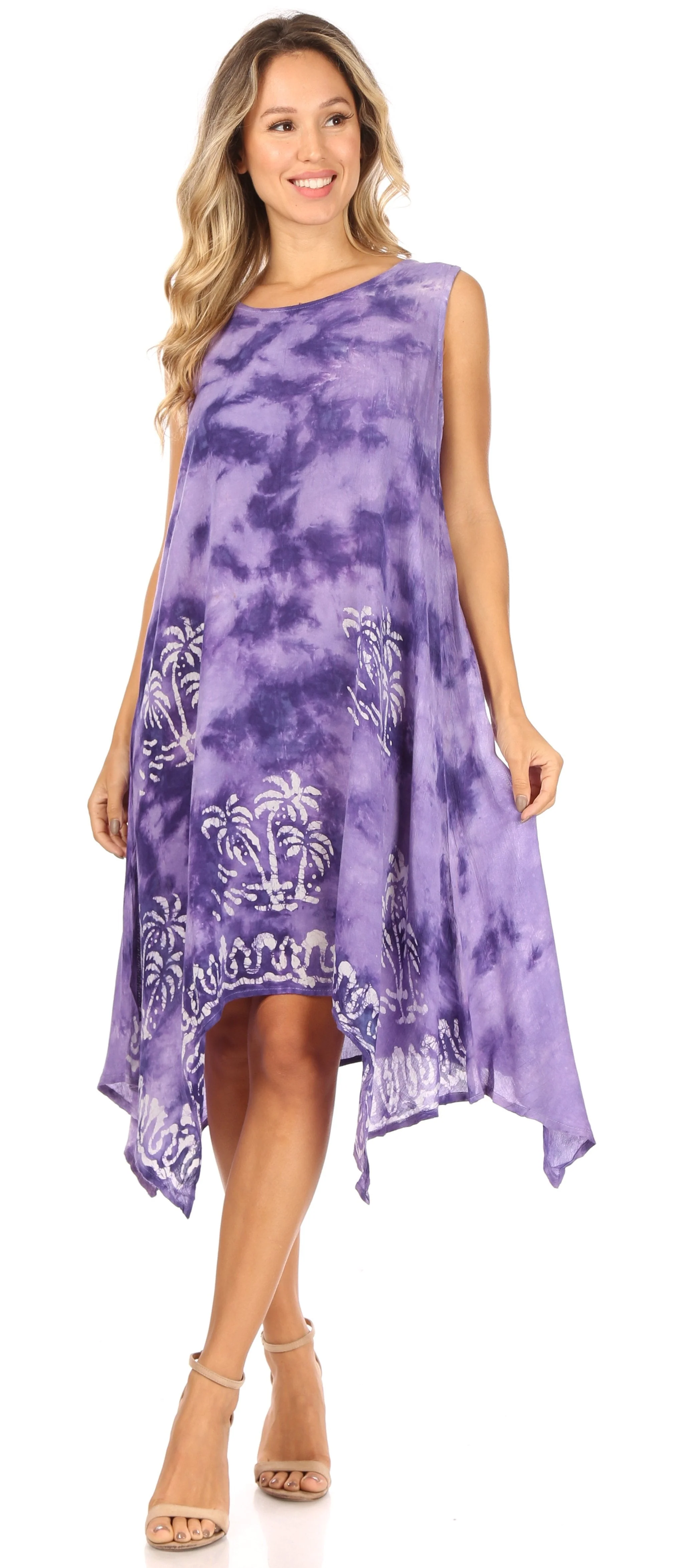 Sakkas Tinna Women's Casual Sleeveless Tank Flare Midi Boho Print Dress Cover-up - Image 40