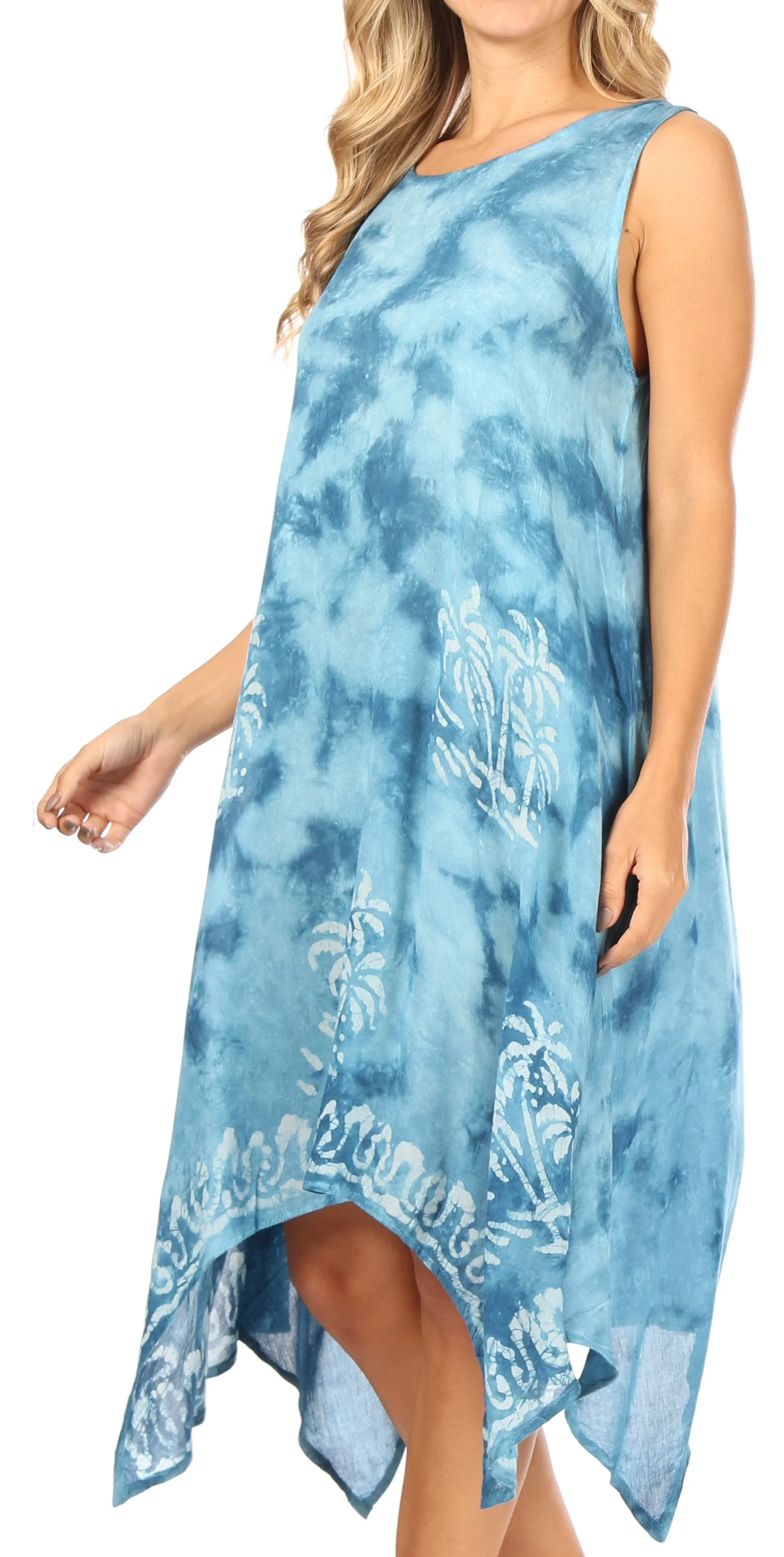 Sakkas Tinna Women's Casual Sleeveless Tank Flare Midi Boho Print Dress Cover-up - Image 48