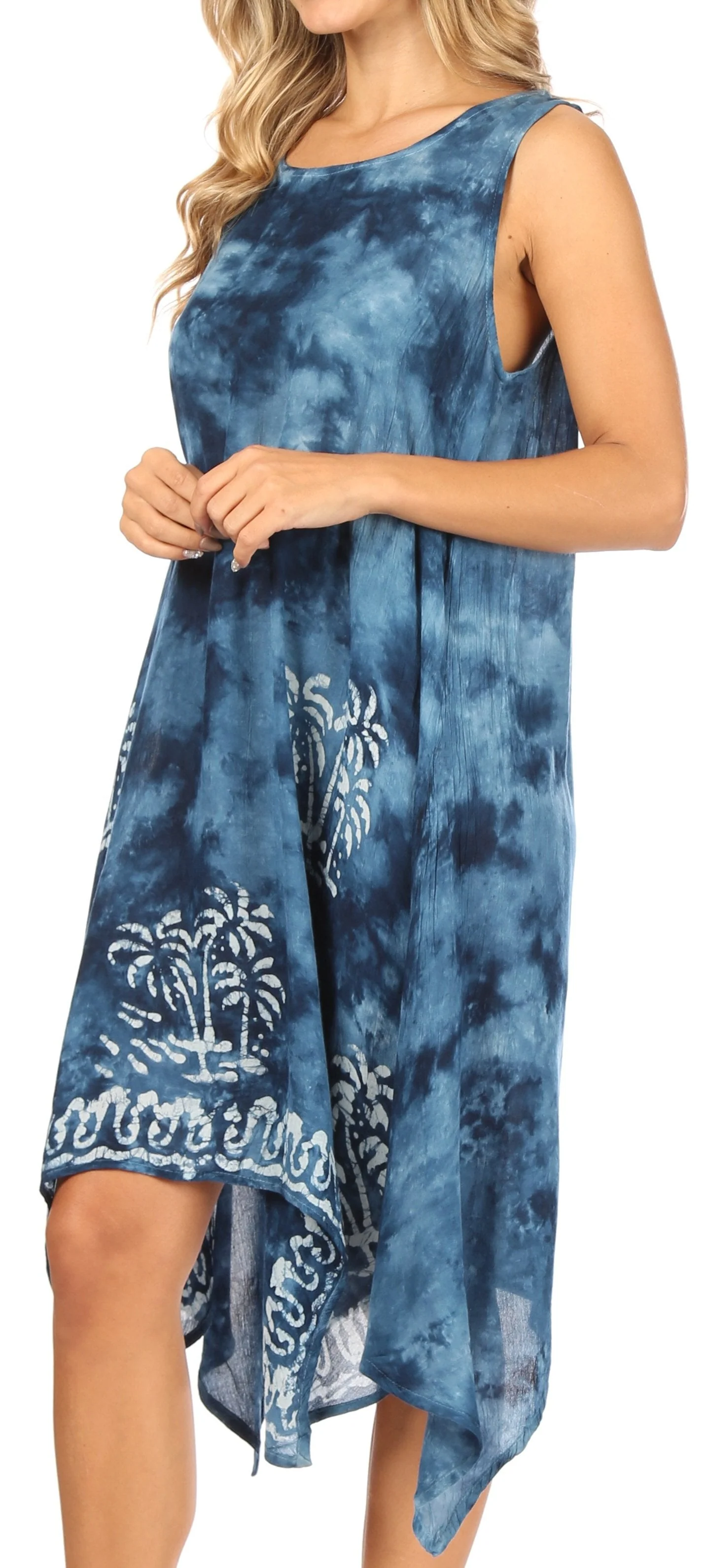 Sakkas Tinna Women's Casual Sleeveless Tank Flare Midi Boho Print Dress Cover-up - Image 53
