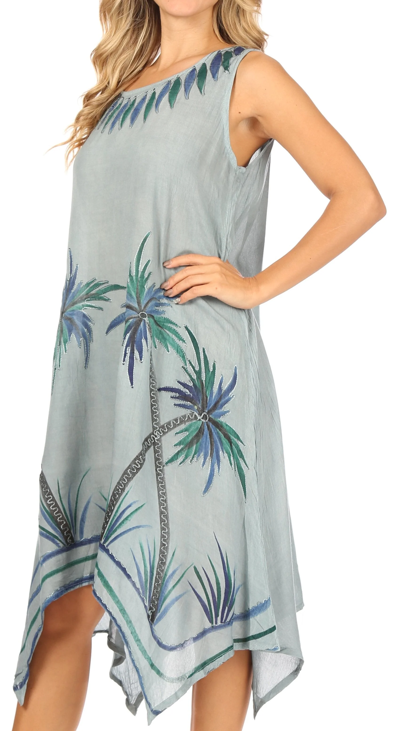 Sakkas Tinna Women's Casual Sleeveless Tank Flare Midi Boho Print Dress Cover-up - Image 8