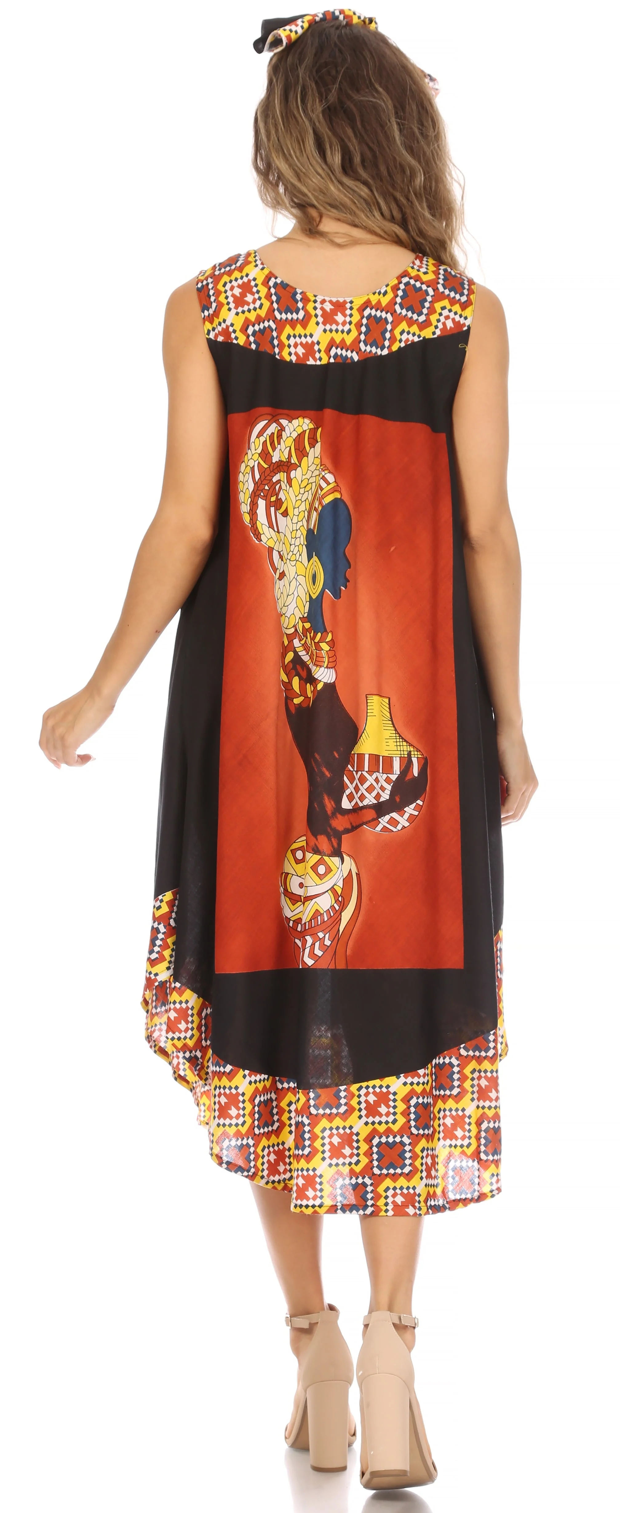 Sakkas Urbi Women's Casual African Print Beach Sleeveless Cover-up Caftan Dress - Image 12