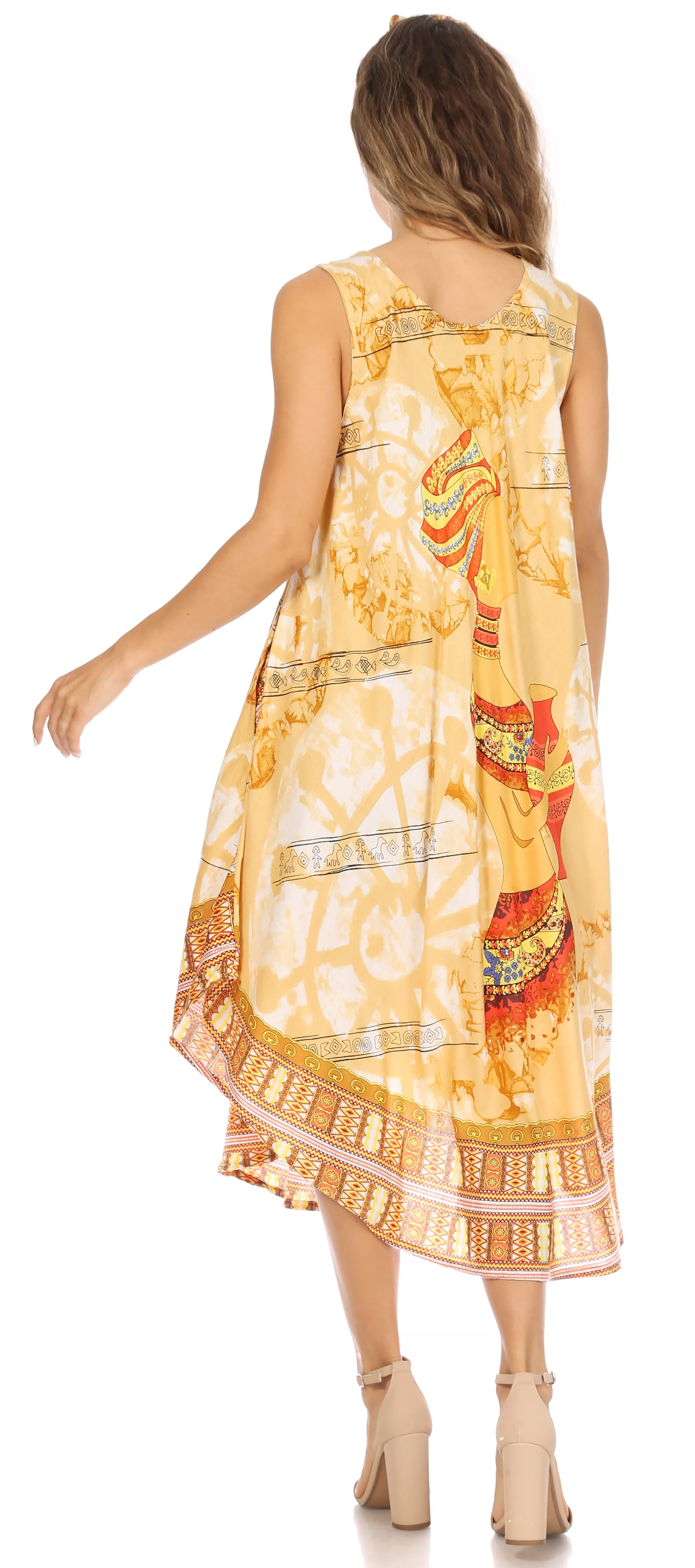 Sakkas Urbi Women's Casual African Print Beach Sleeveless Cover-up Caftan Dress - Image 27