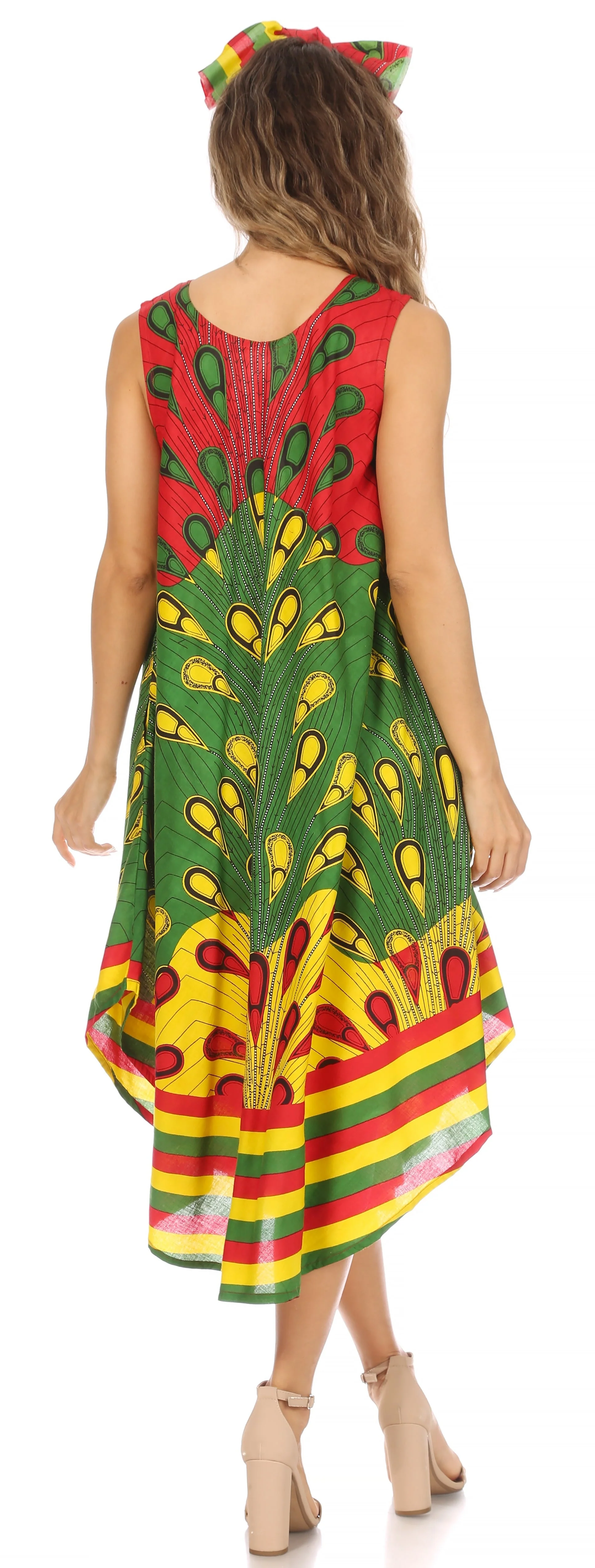 Sakkas Urbi Women's Casual African Print Beach Sleeveless Cover-up Caftan Dress - Image 7