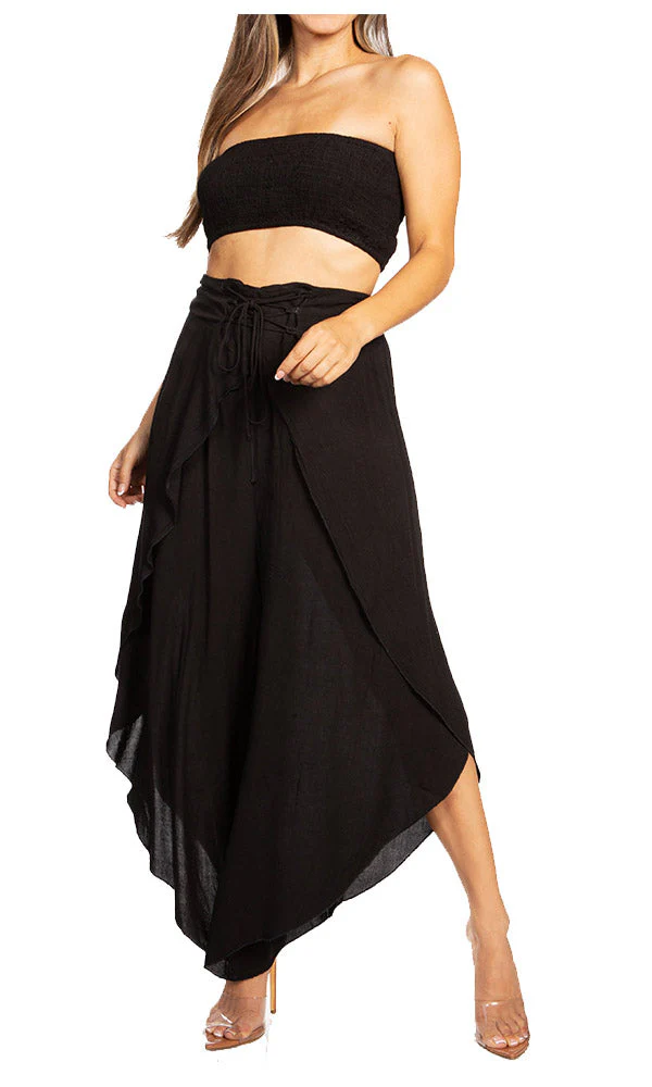 Sakkas Vanessa Women's Bandeau Tube Top & Wide leg Gaucho Pants Set Palazzo Boho - Image 16