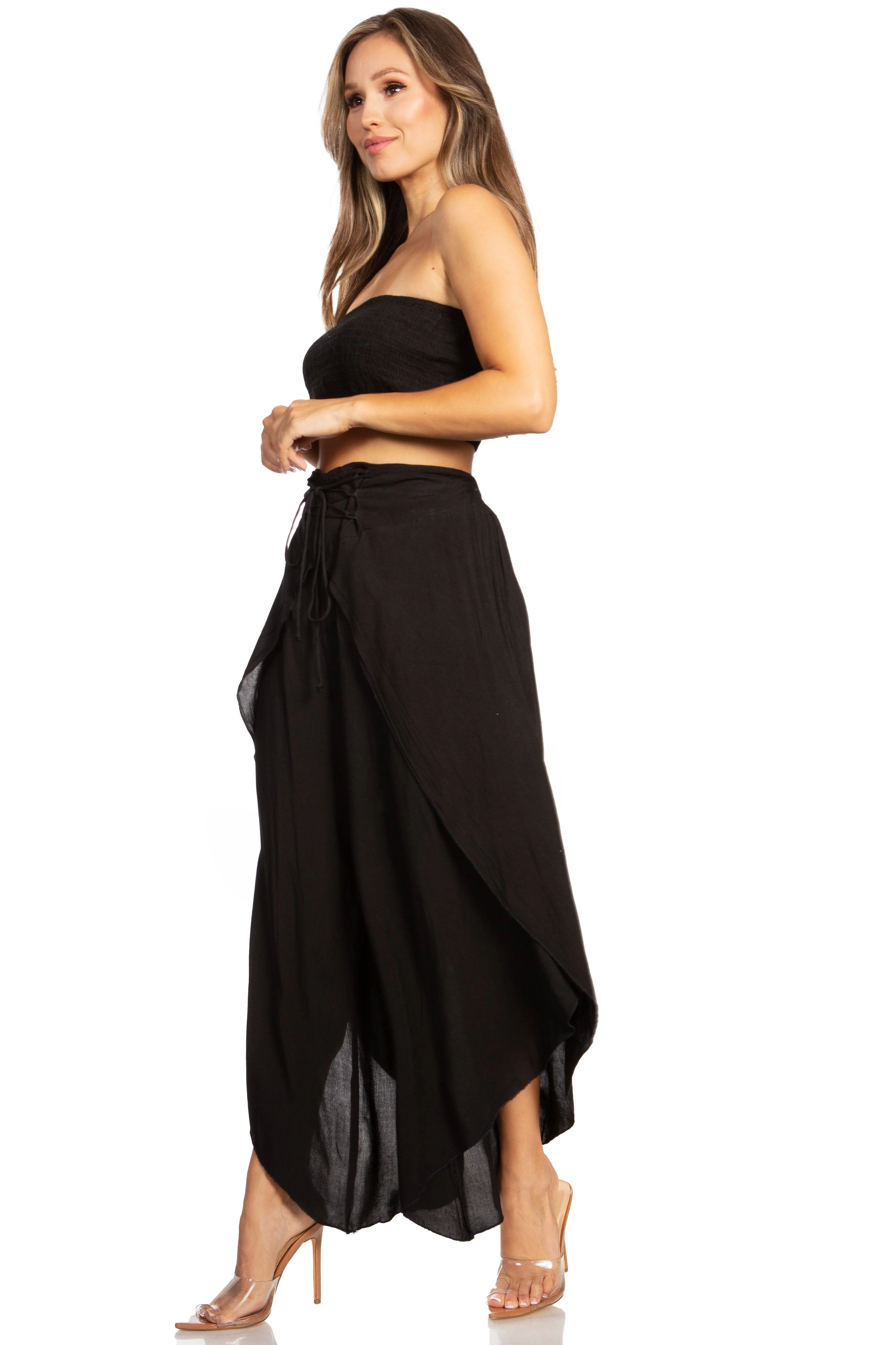 Sakkas Vanessa Women's Bandeau Tube Top & Wide leg Gaucho Pants Set Palazzo Boho - Image 19