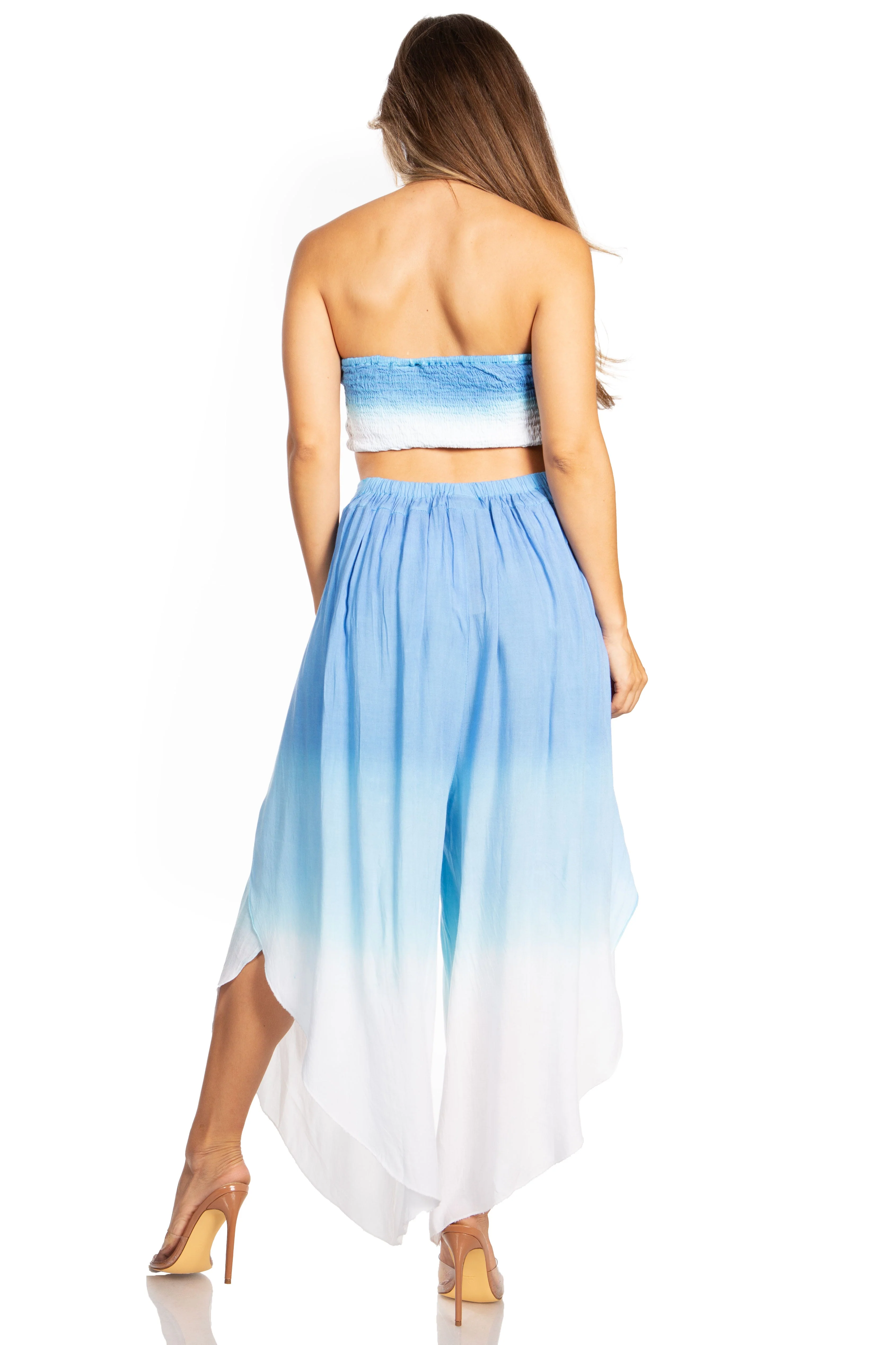 Sakkas Vanessa Women's Bandeau Tube Top & Wide leg Gaucho Pants Set Palazzo Boho - Image 7