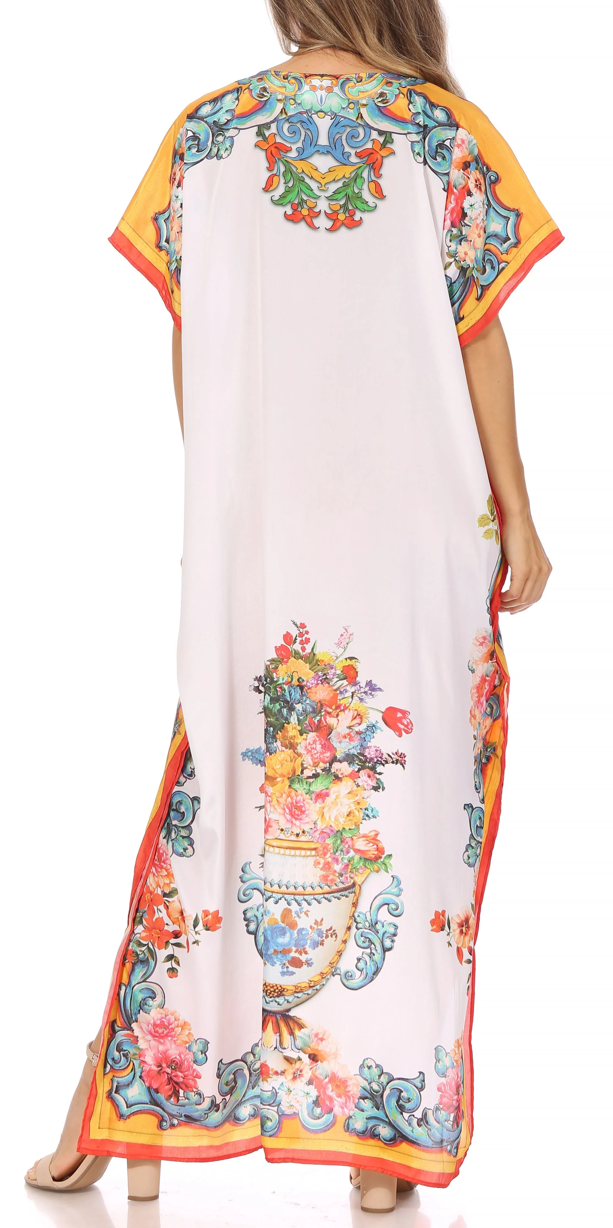 Sakkas Vicky Women's Casual Long Print Short Sleeve Petite Beach Maxi Caftan Dress - Buy One Get One Free - Image 22
