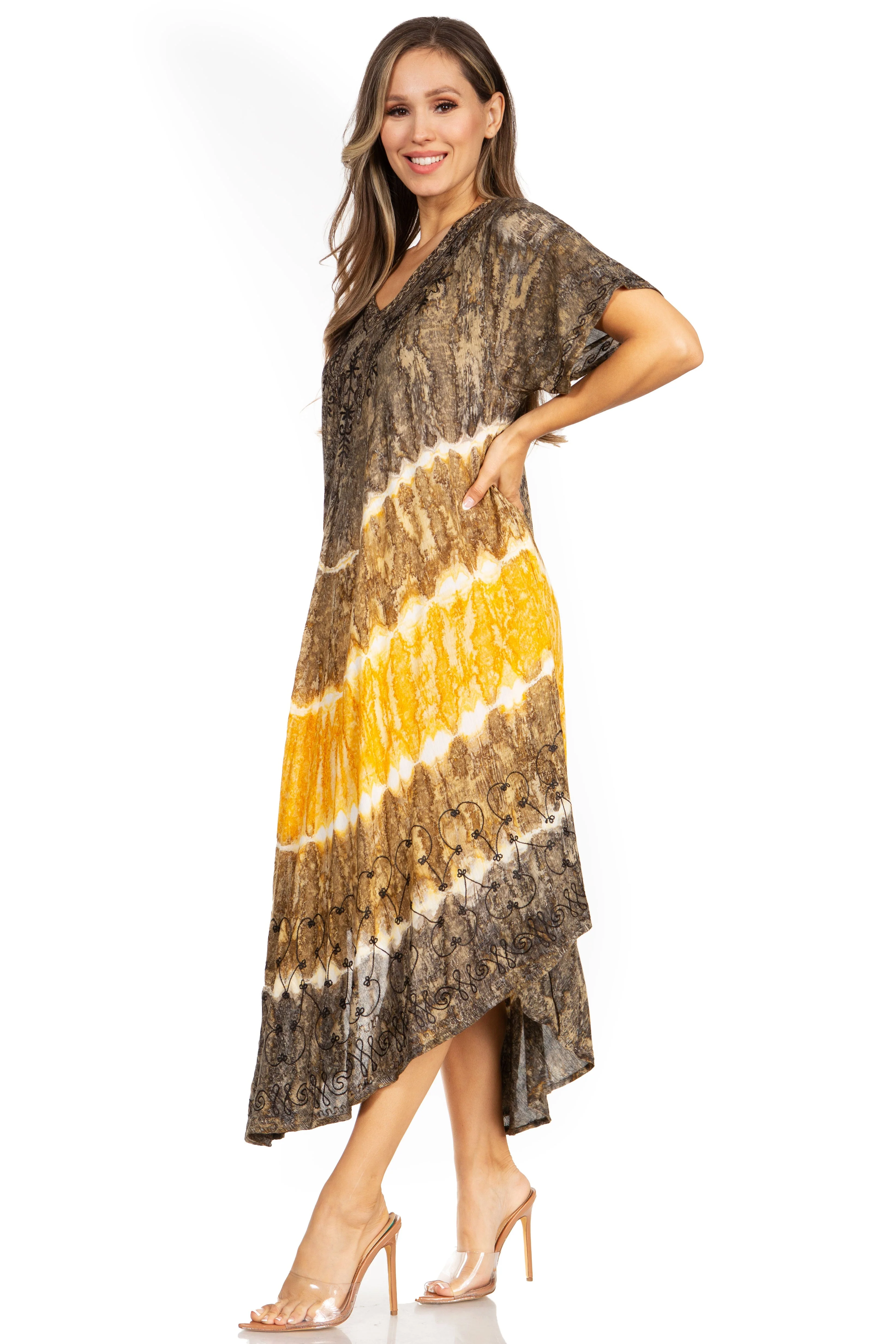 Sakkas Viveka Embroidered Caftan Dress - Image 128