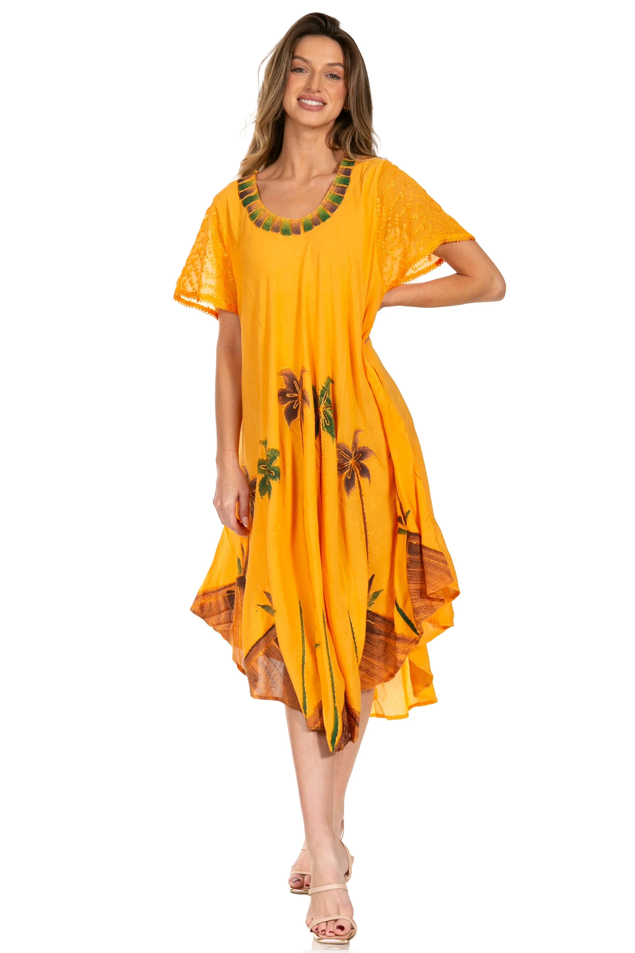 Sakkas Watercolor Palm Tree Tank Caftan Dress - Image 15