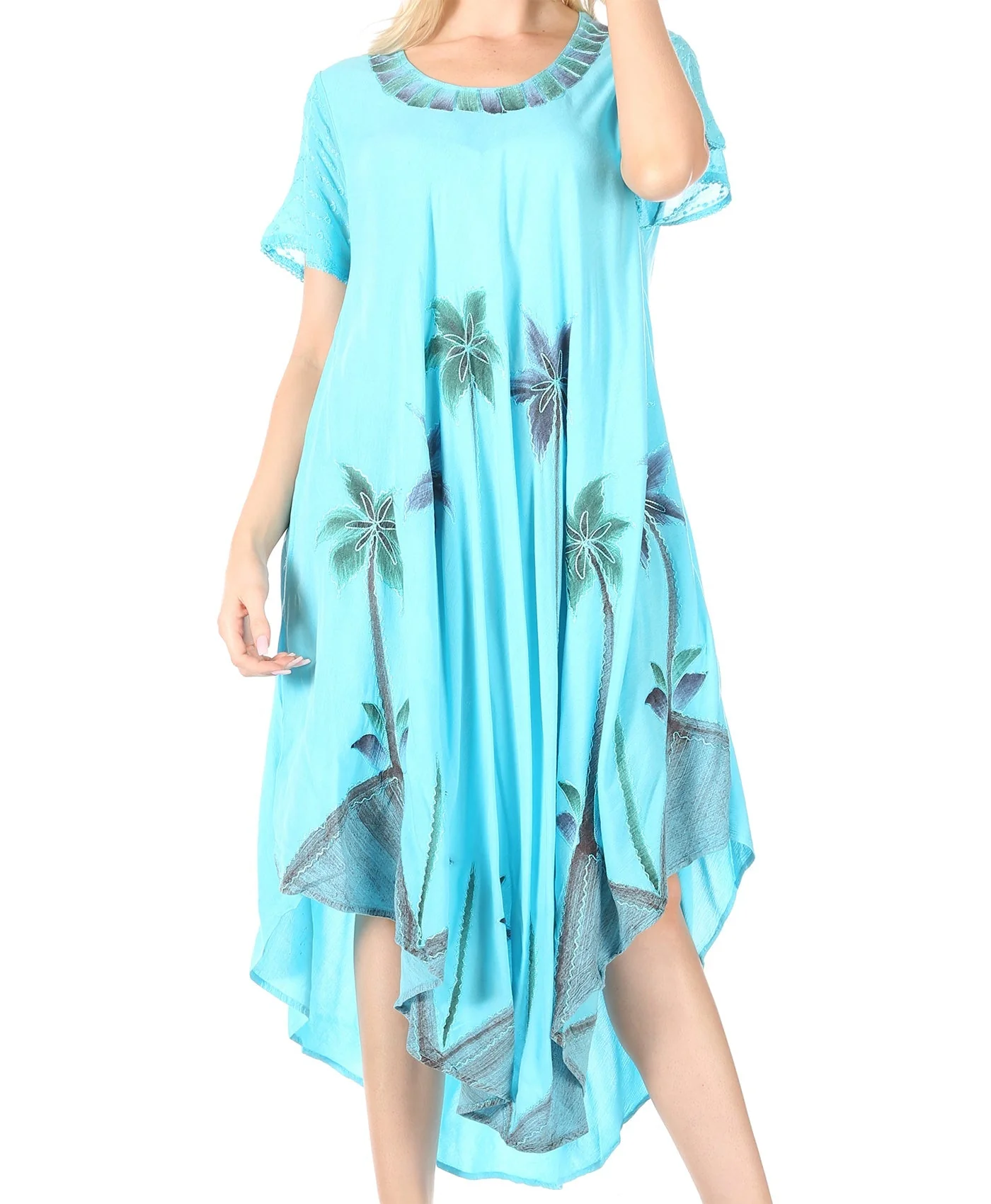 Sakkas Watercolor Palm Tree Tank Caftan Dress - Image 21