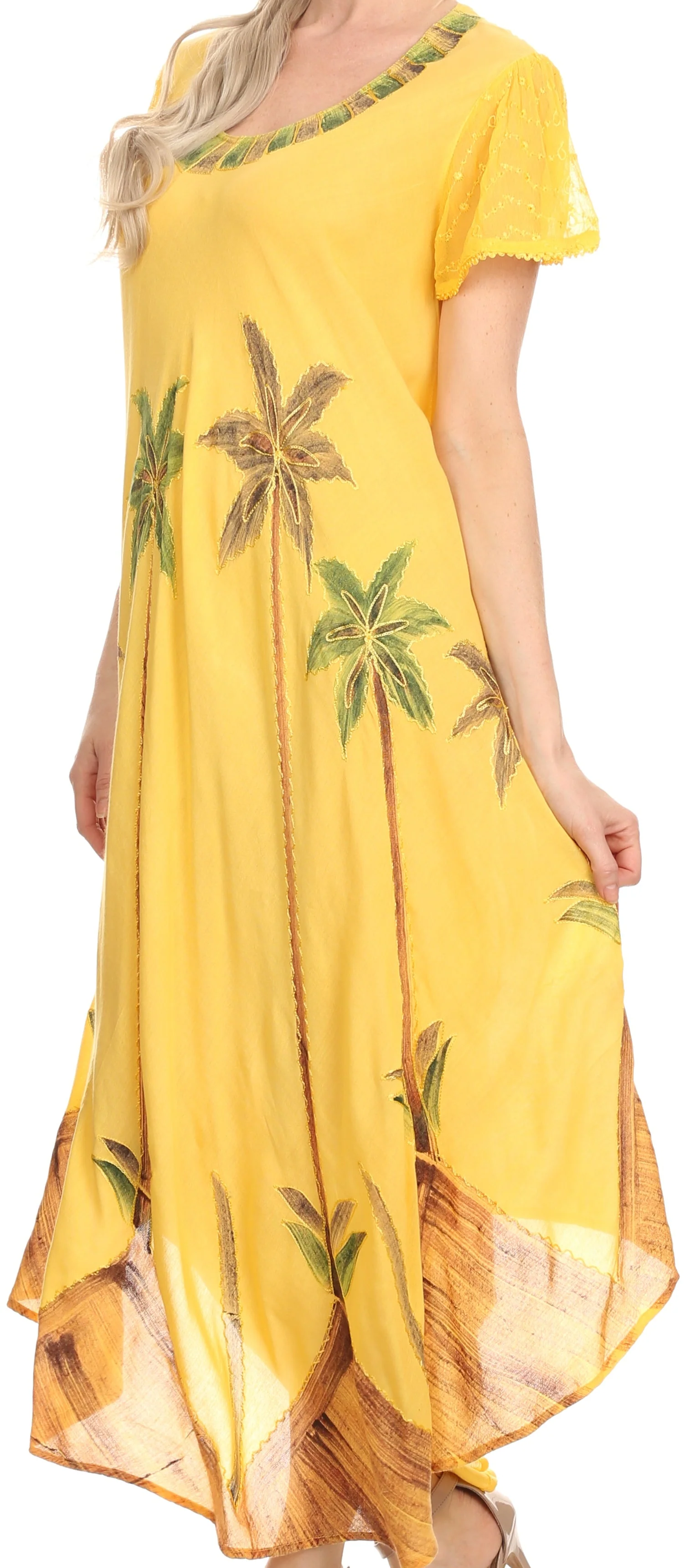 Sakkas Watercolor Palm Tree Tank Caftan Dress - Image 34