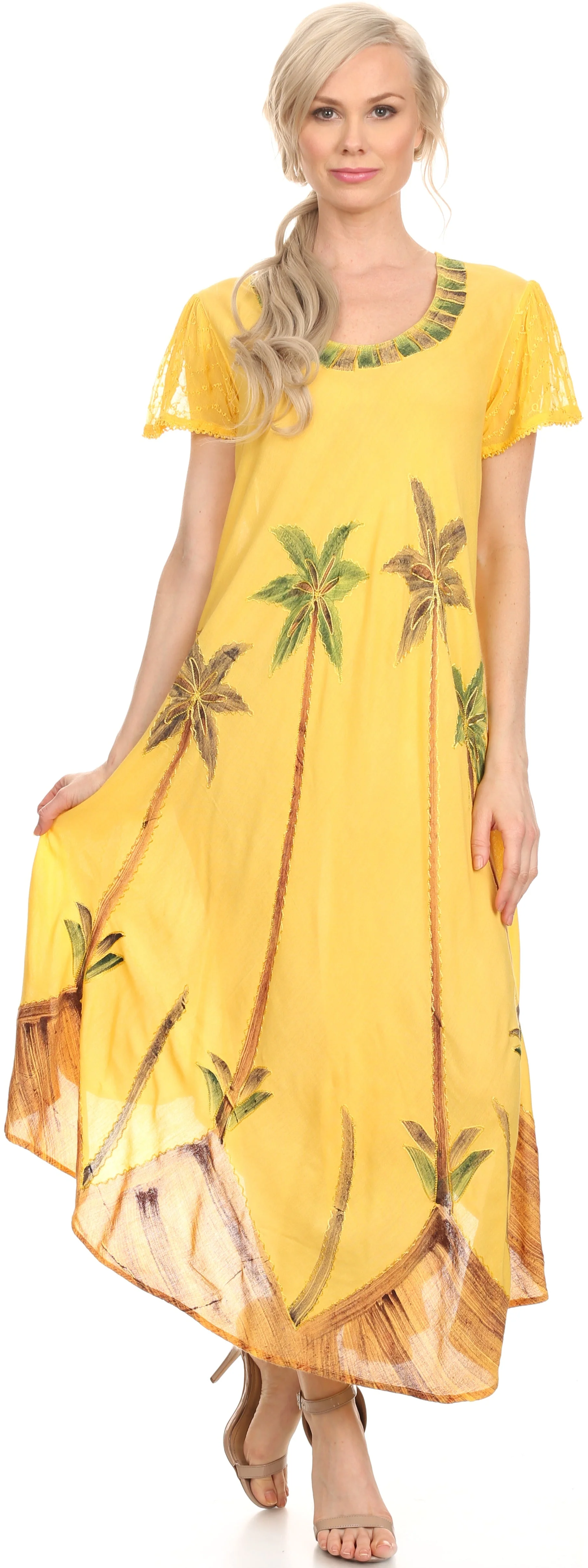 Sakkas Watercolor Palm Tree Tank Caftan Dress - Image 35