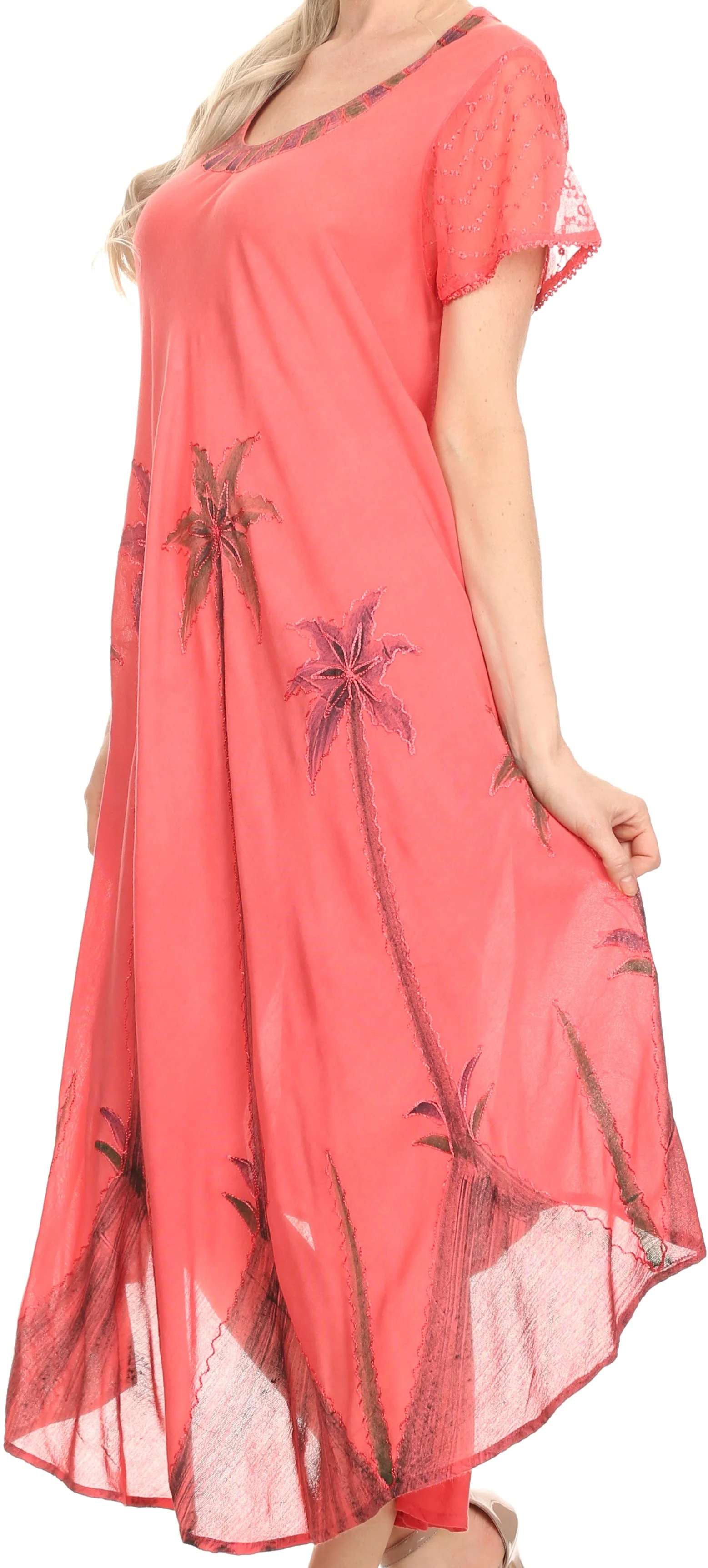 Sakkas Watercolor Palm Tree Tank Caftan Dress - Image 4