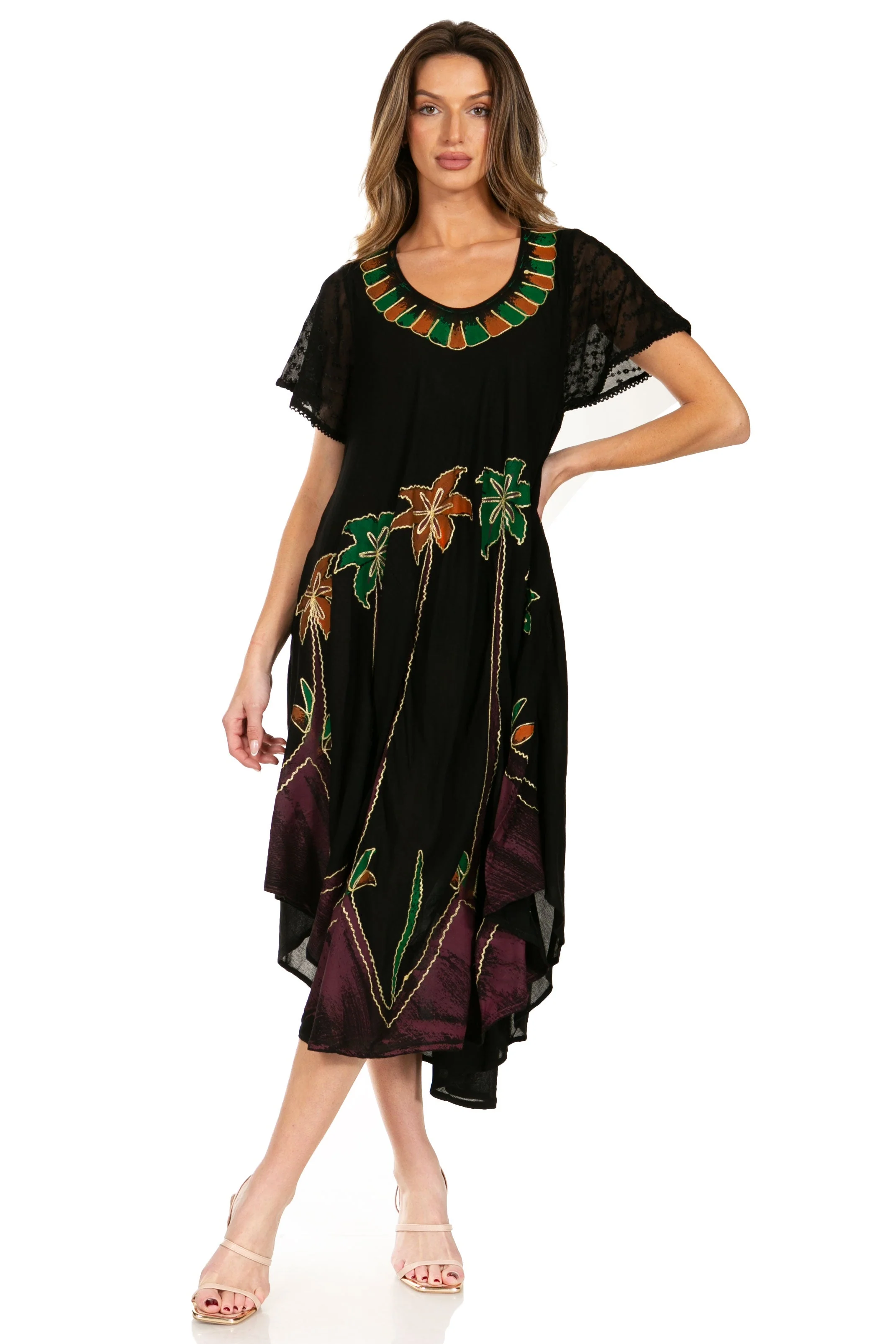 Sakkas Watercolor Palm Tree Tank Caftan Dress - Image 40