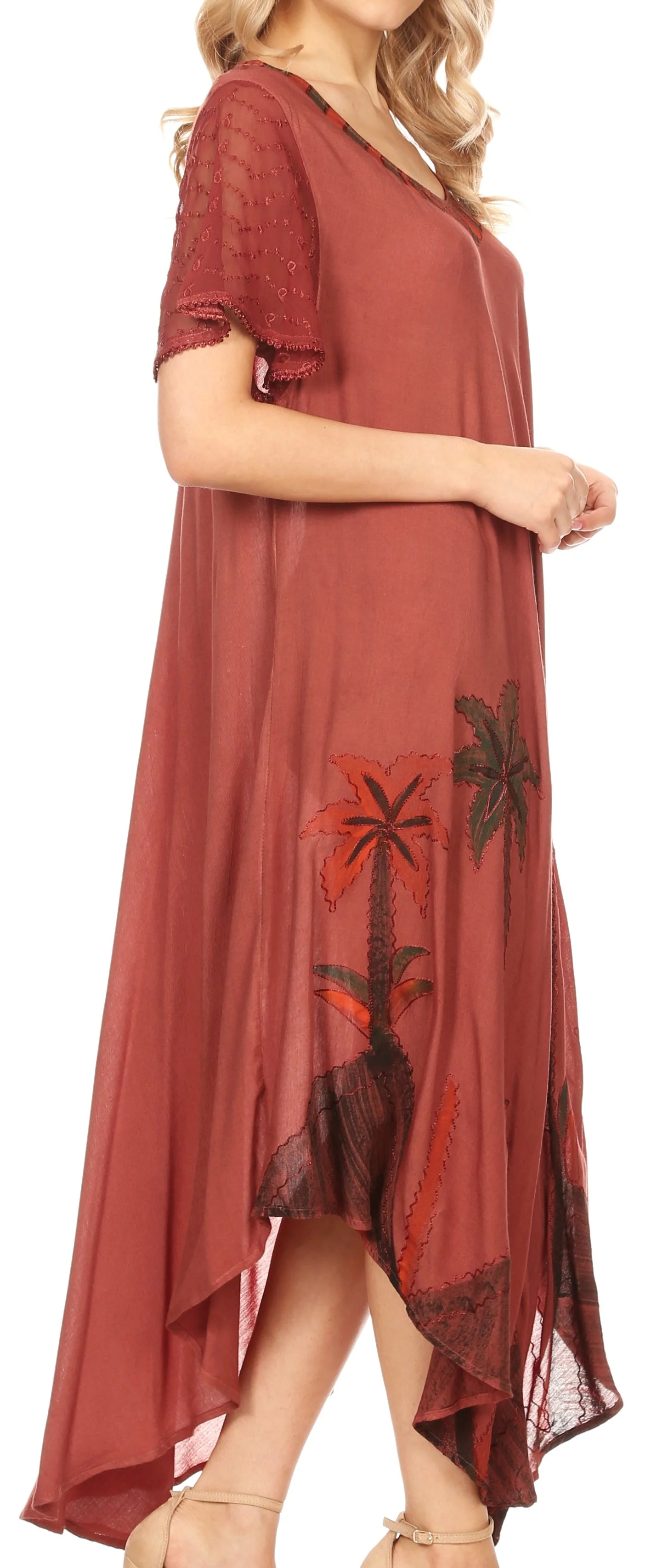 Sakkas Watercolor Palm Tree Tank Caftan Dress - Image 43