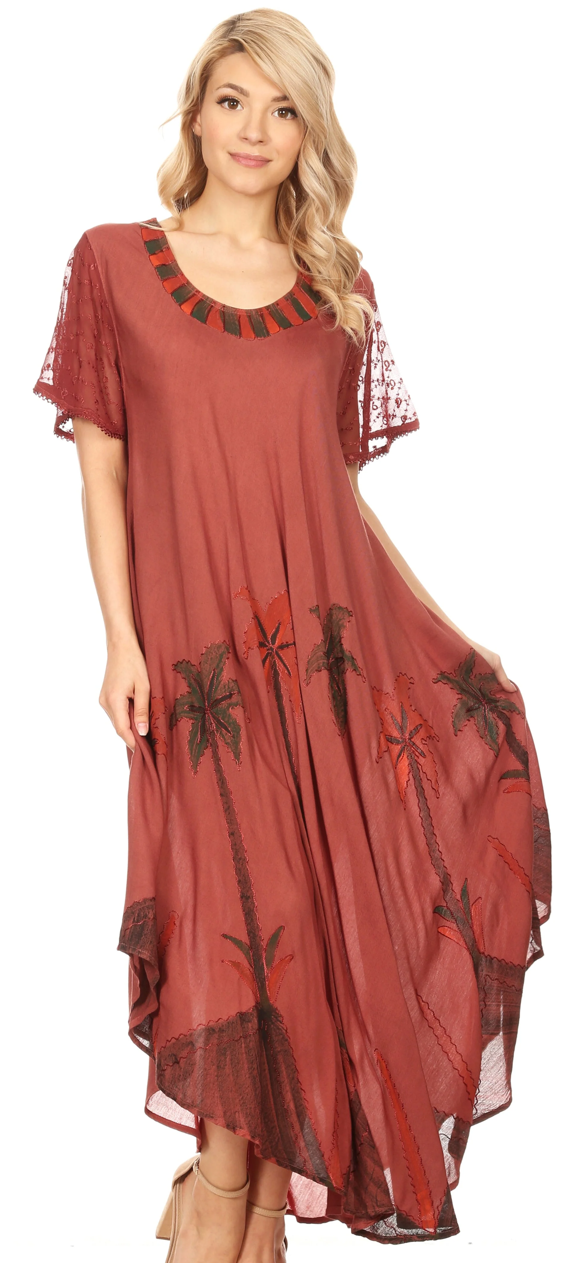 Sakkas Watercolor Palm Tree Tank Caftan Dress - Image 45