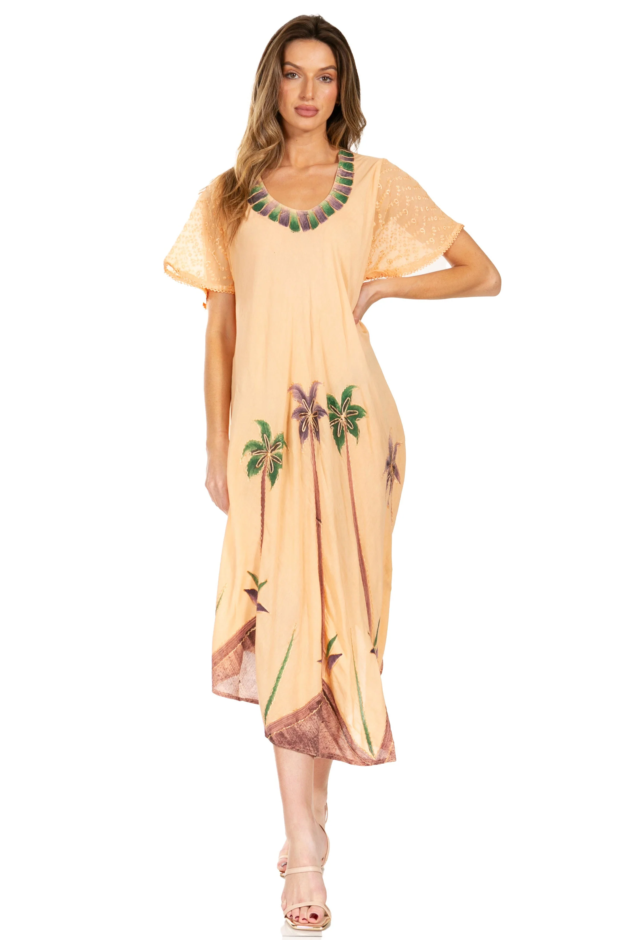 Sakkas Watercolor Palm Tree Tank Caftan Dress - Image 56