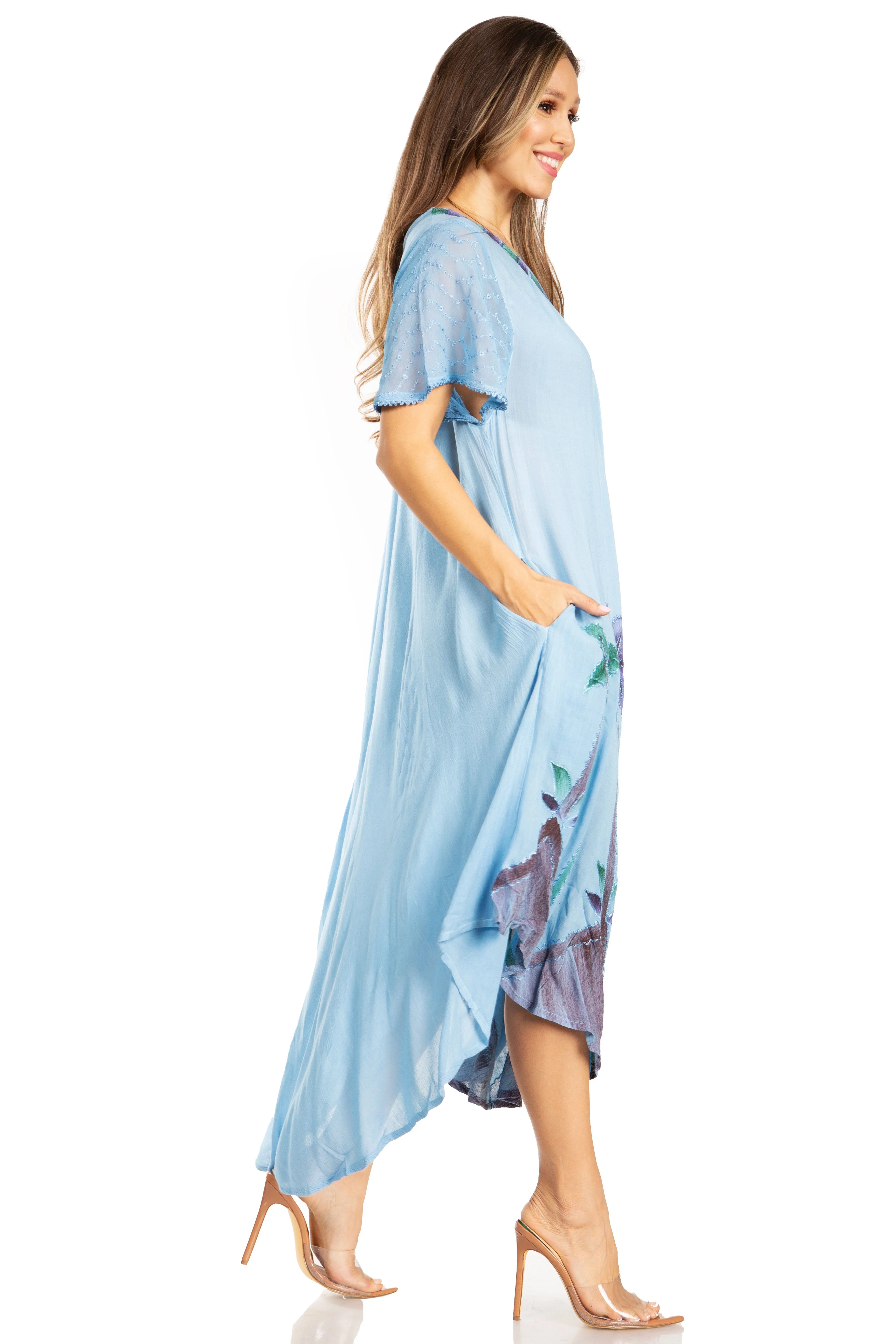 Sakkas Watercolor Palm Tree Tank Caftan Dress - Image 89