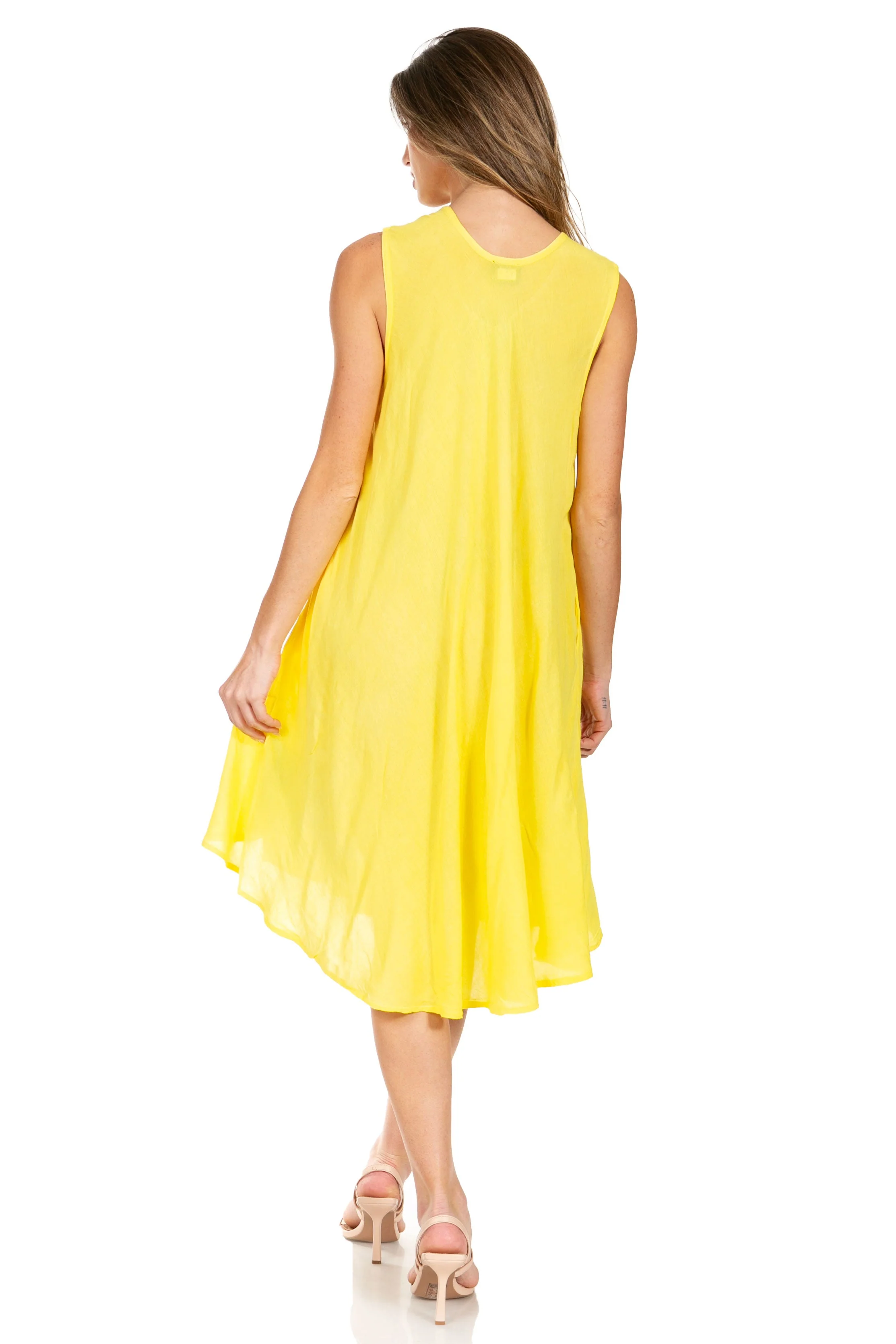 Sakkas Watercolor Palm Tree Tank Caftan Short Dress - Image 42