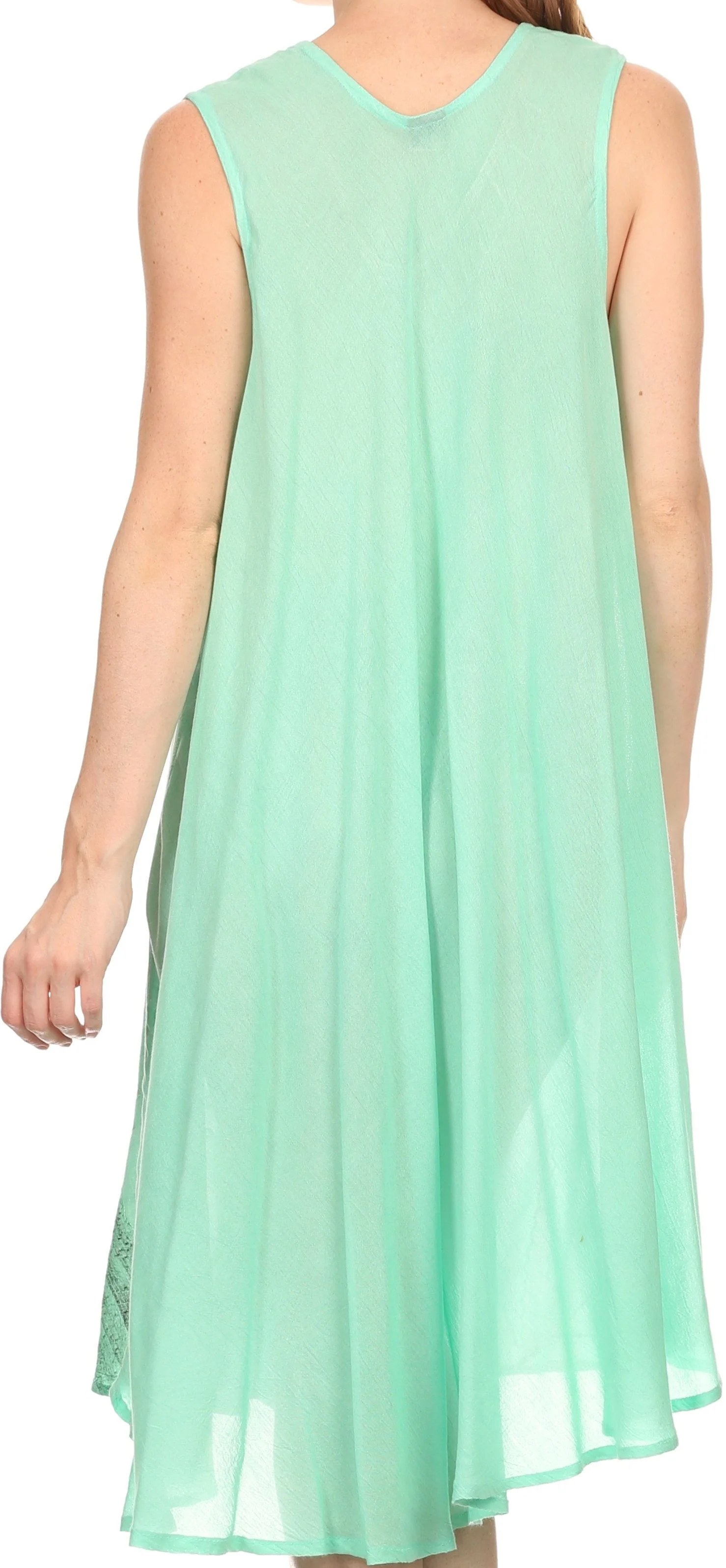 Sakkas Watercolor Palm Tree Tank Caftan Short Dress - Image 43